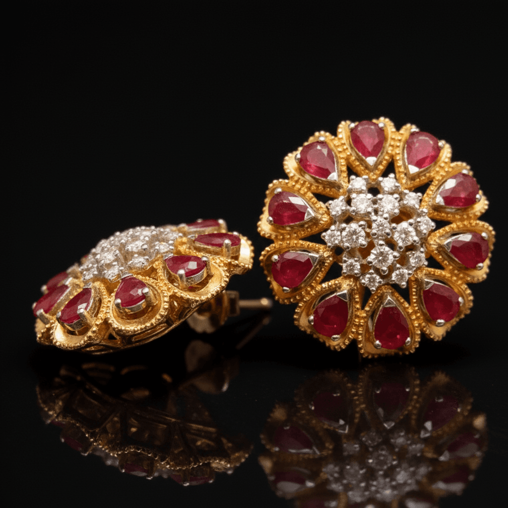 The Peregrinus Ruby Rosette Studs - 4