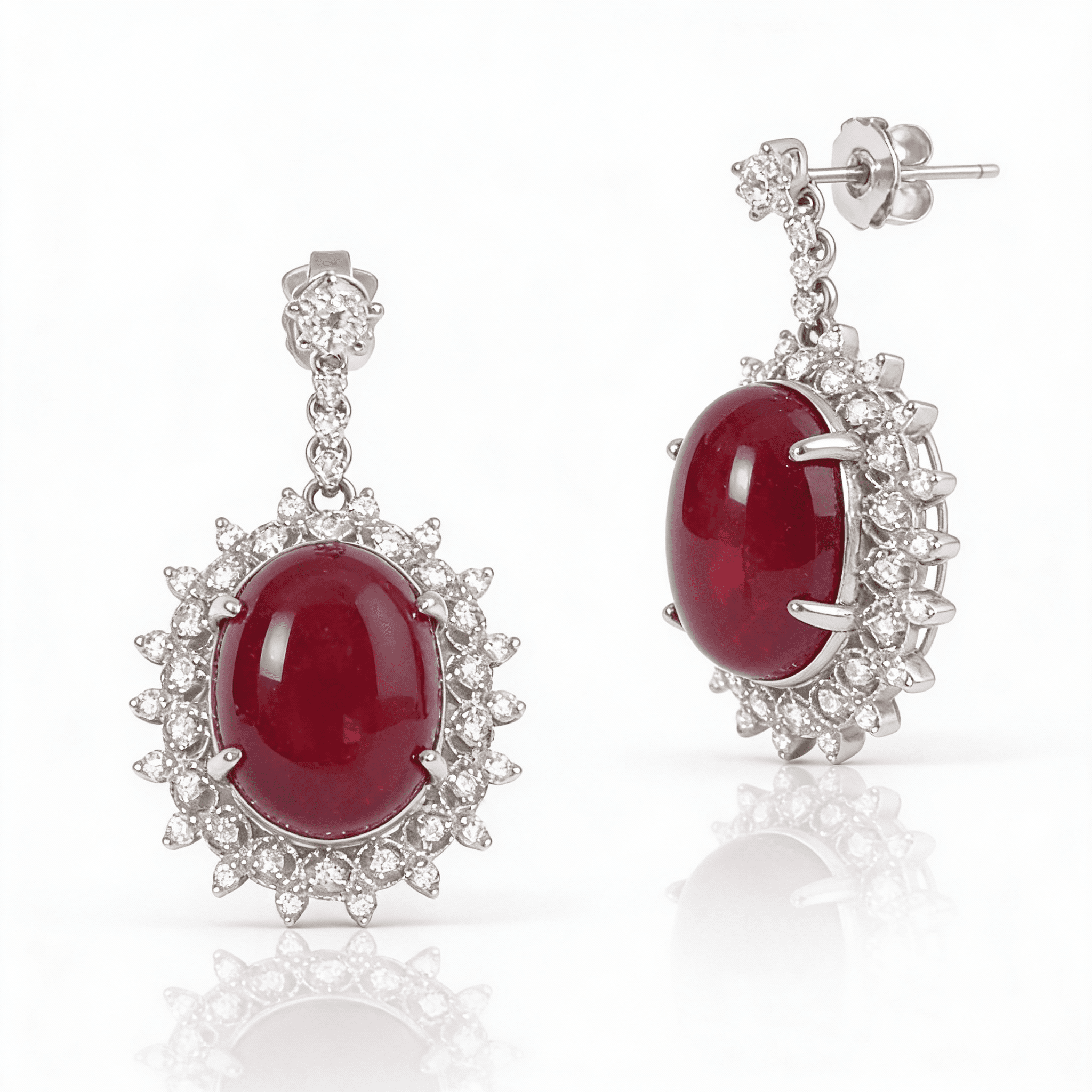 The Peregrinus Ruby Cabochon Halo Drops - 3