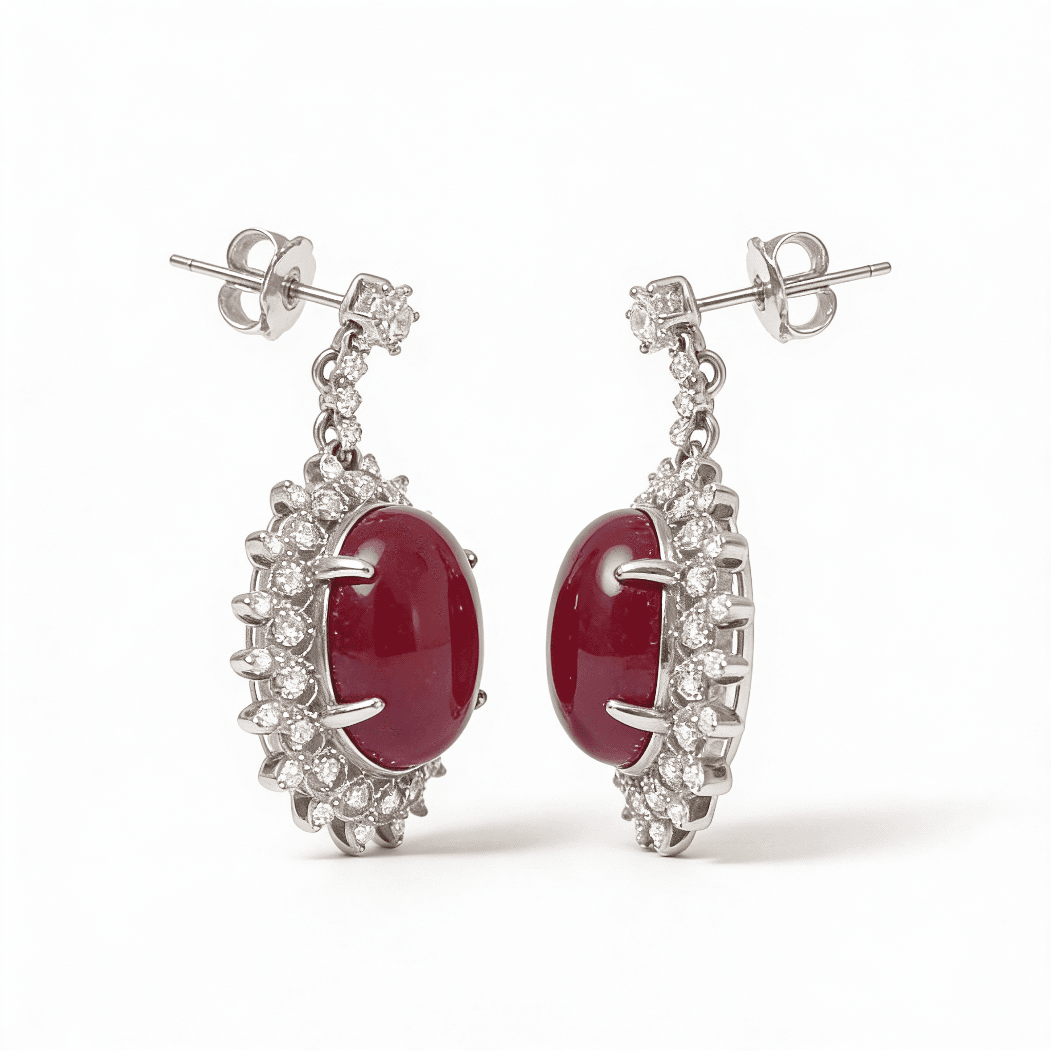 The Peregrinus Ruby Cabochon Halo Drops - 4