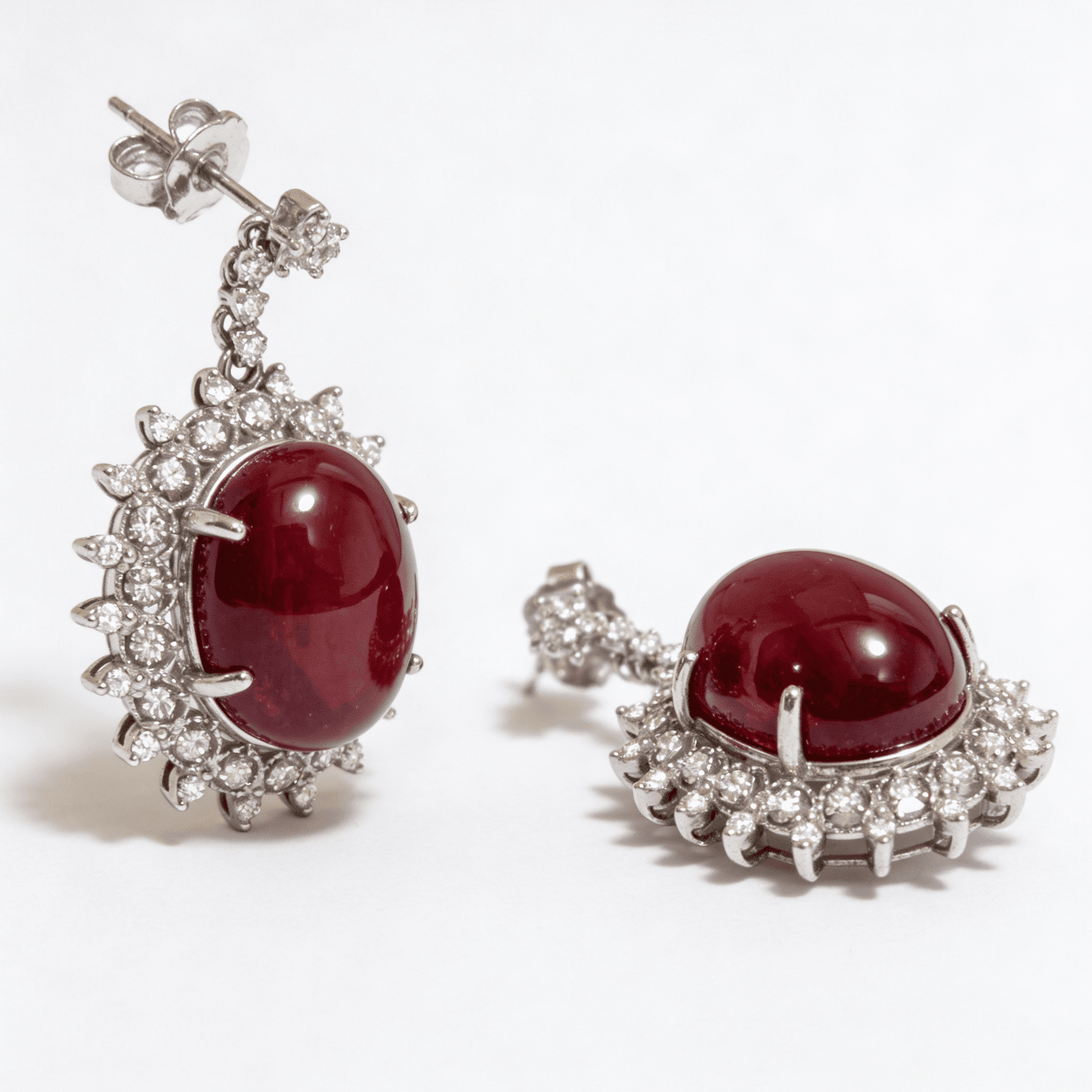 The Peregrinus Ruby Cabochon Halo Drops - 5
