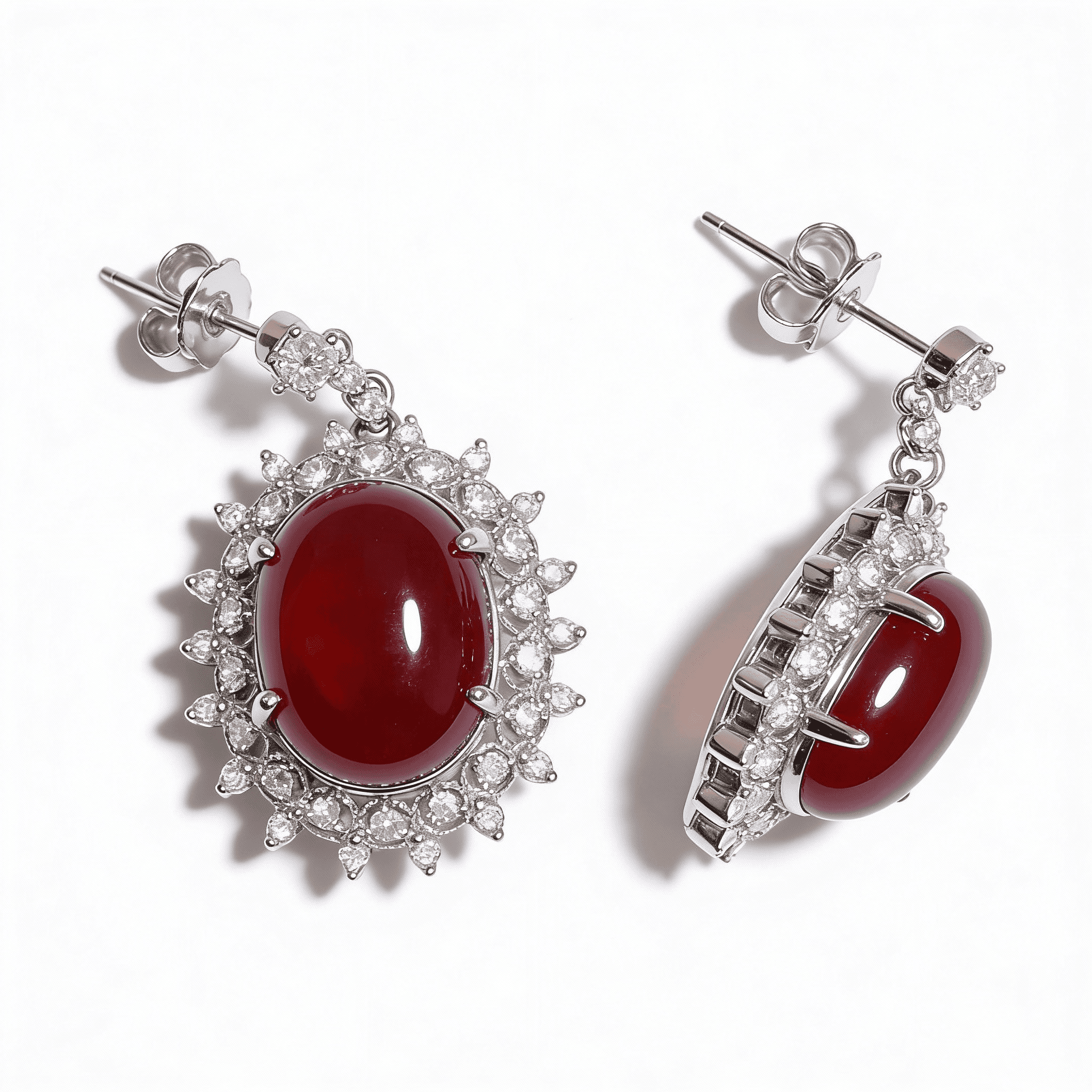 The Peregrinus Ruby Cabochon Halo Drops - 6
