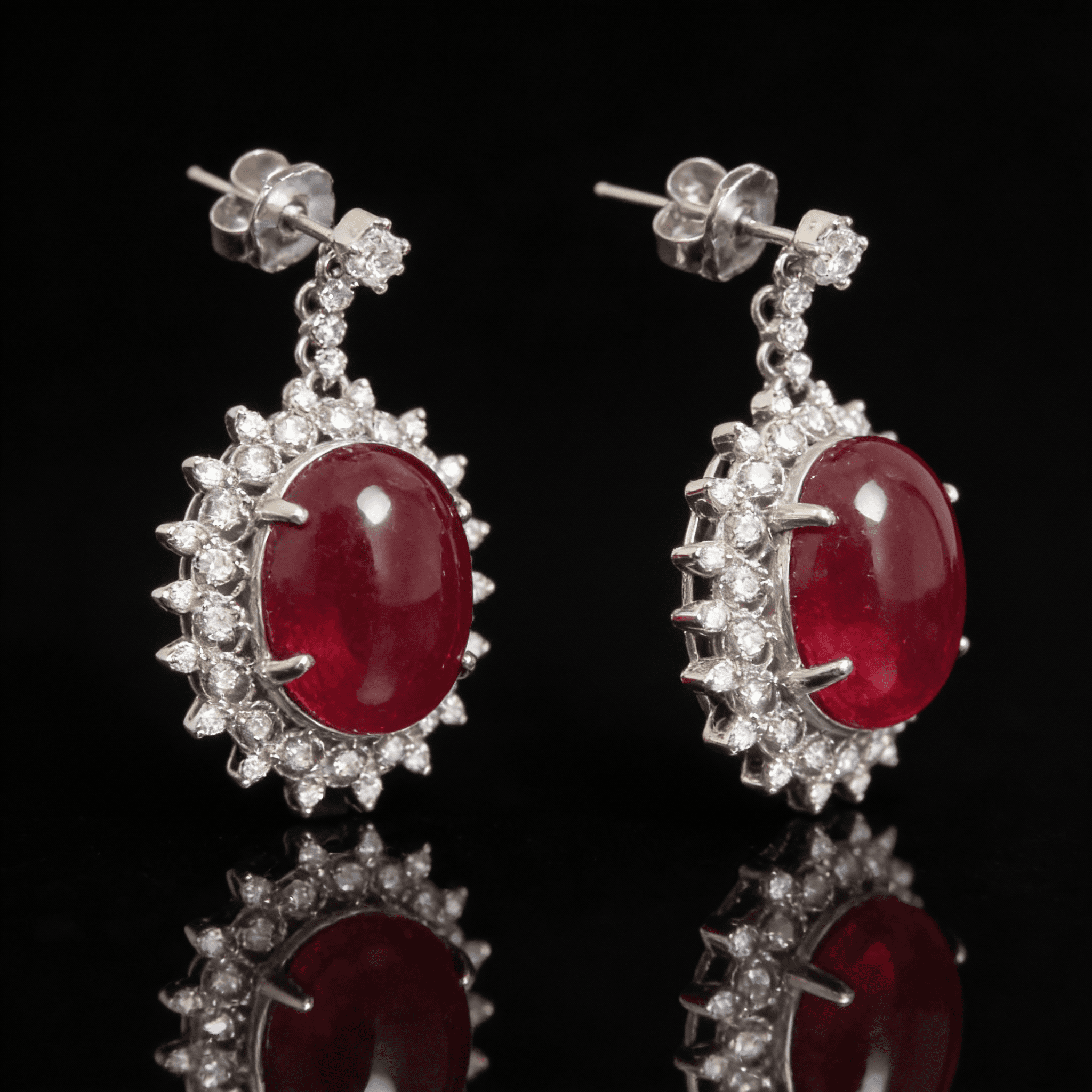 The Peregrinus Ruby Cabochon Halo Drops - 7