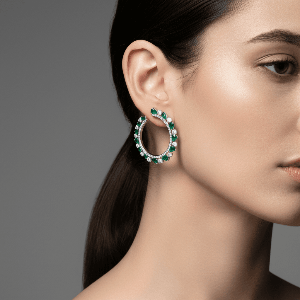The Peregrinus Emerald Crescent Hoops
