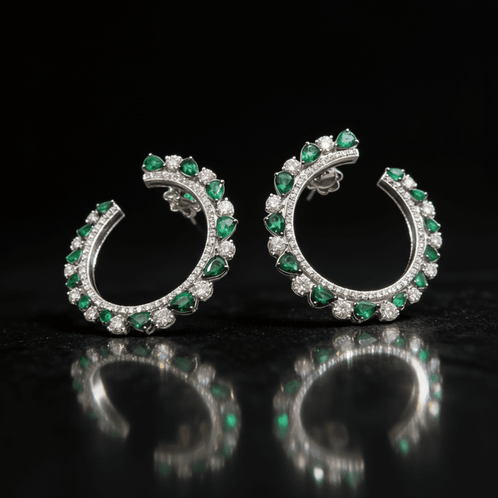 The Peregrinus Emerald Crescent Hoops - 7