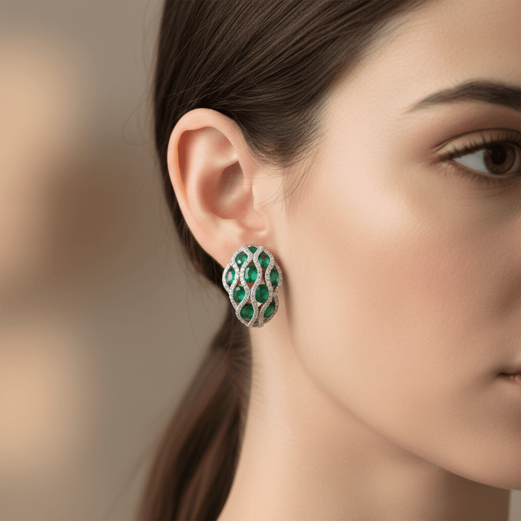  The Peregrinus Emerald Interlace Hoops