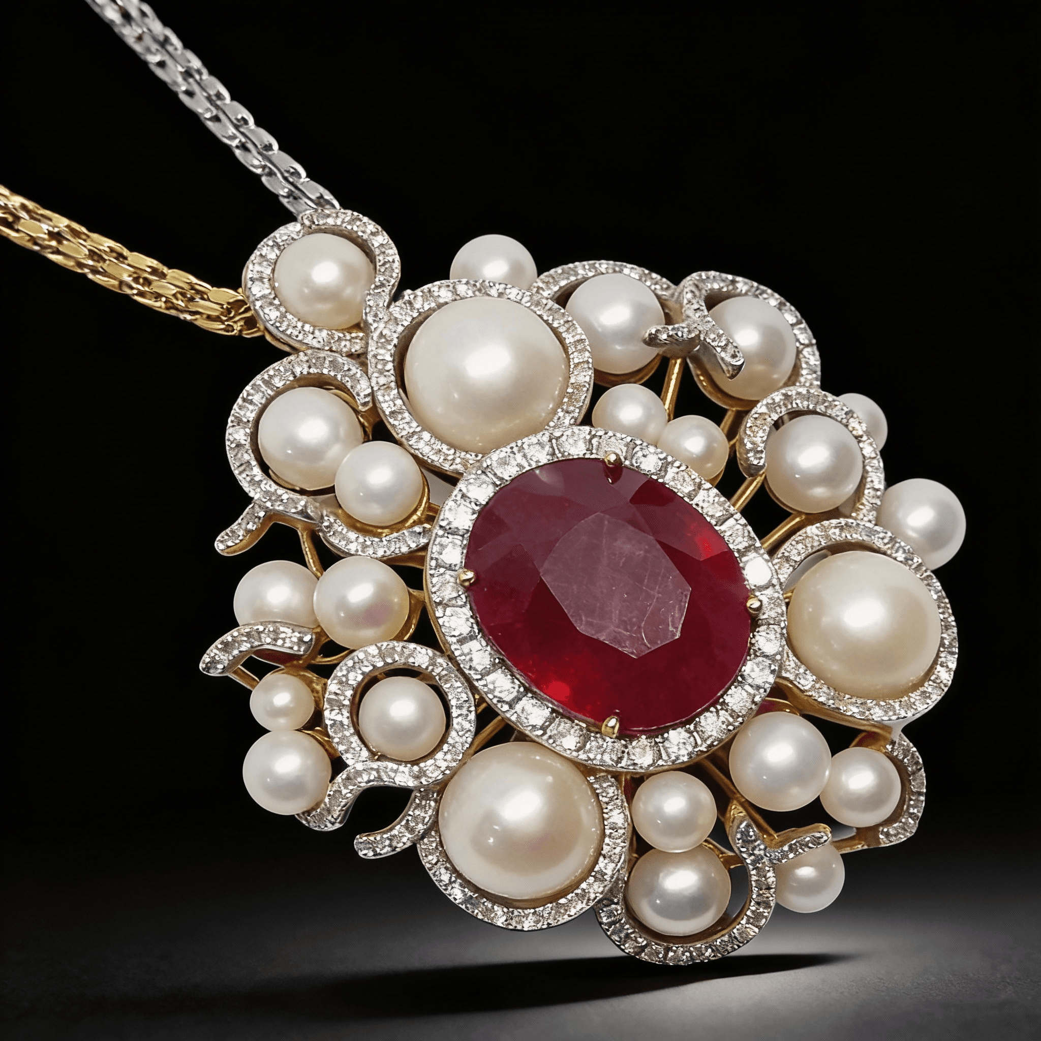 The Peregrinus Ruby Pearl Imperial Rosette Pendant - 7
