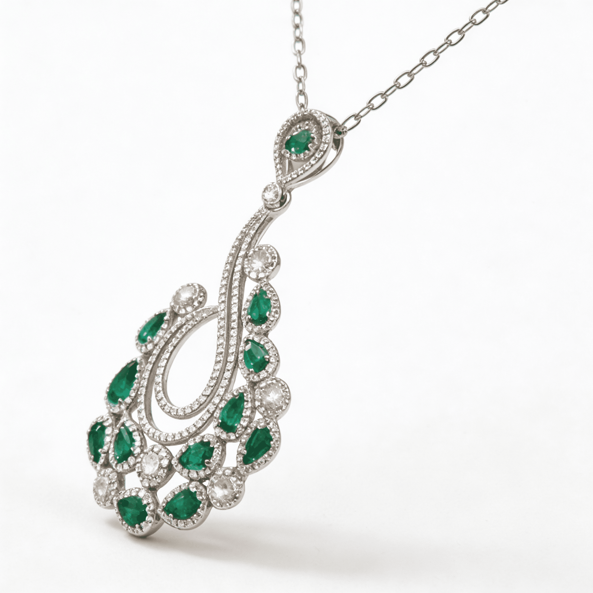 The Peregrinus Emerald Cascade Chandelier Pendant - 3