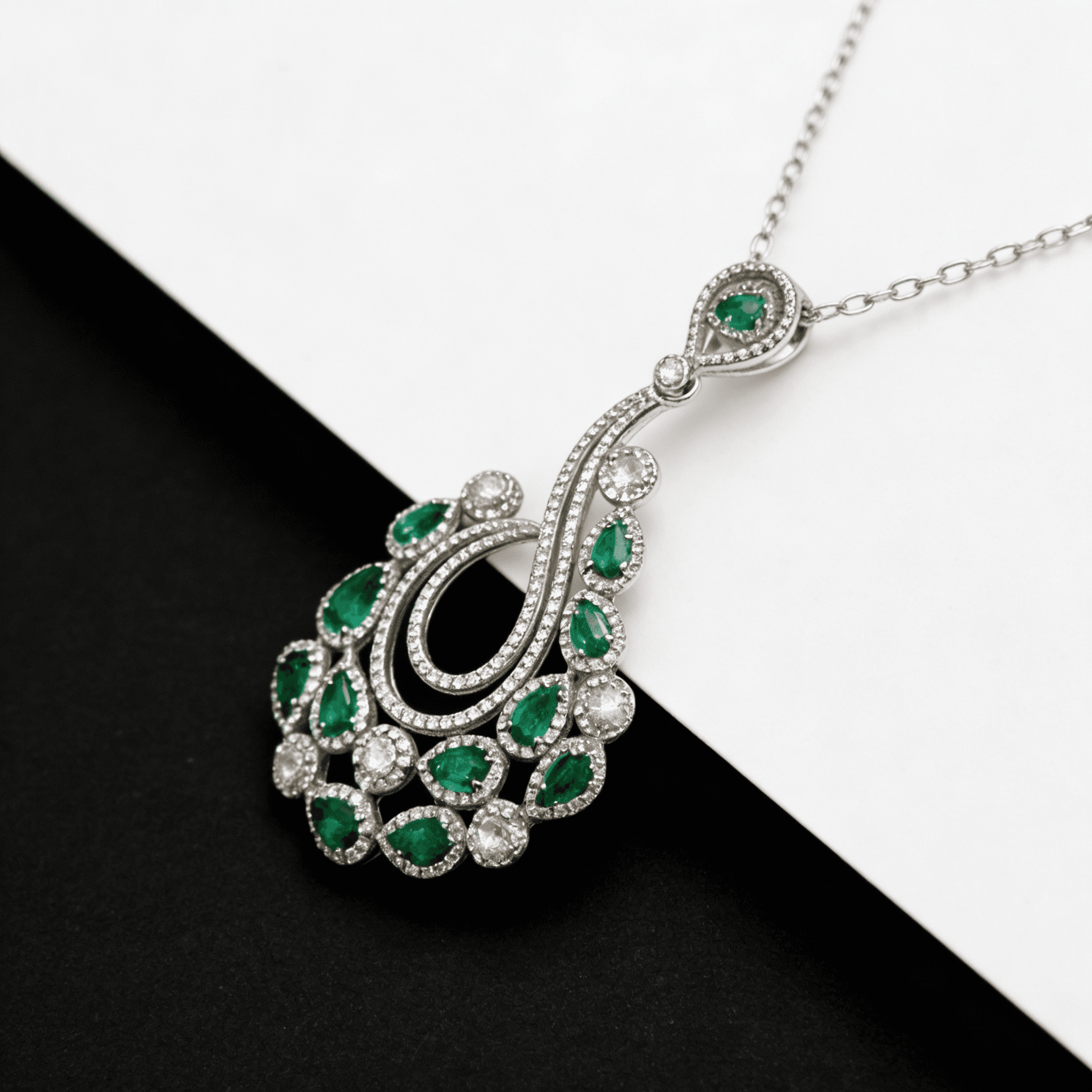 The Peregrinus Emerald Cascade Chandelier Pendant - 4