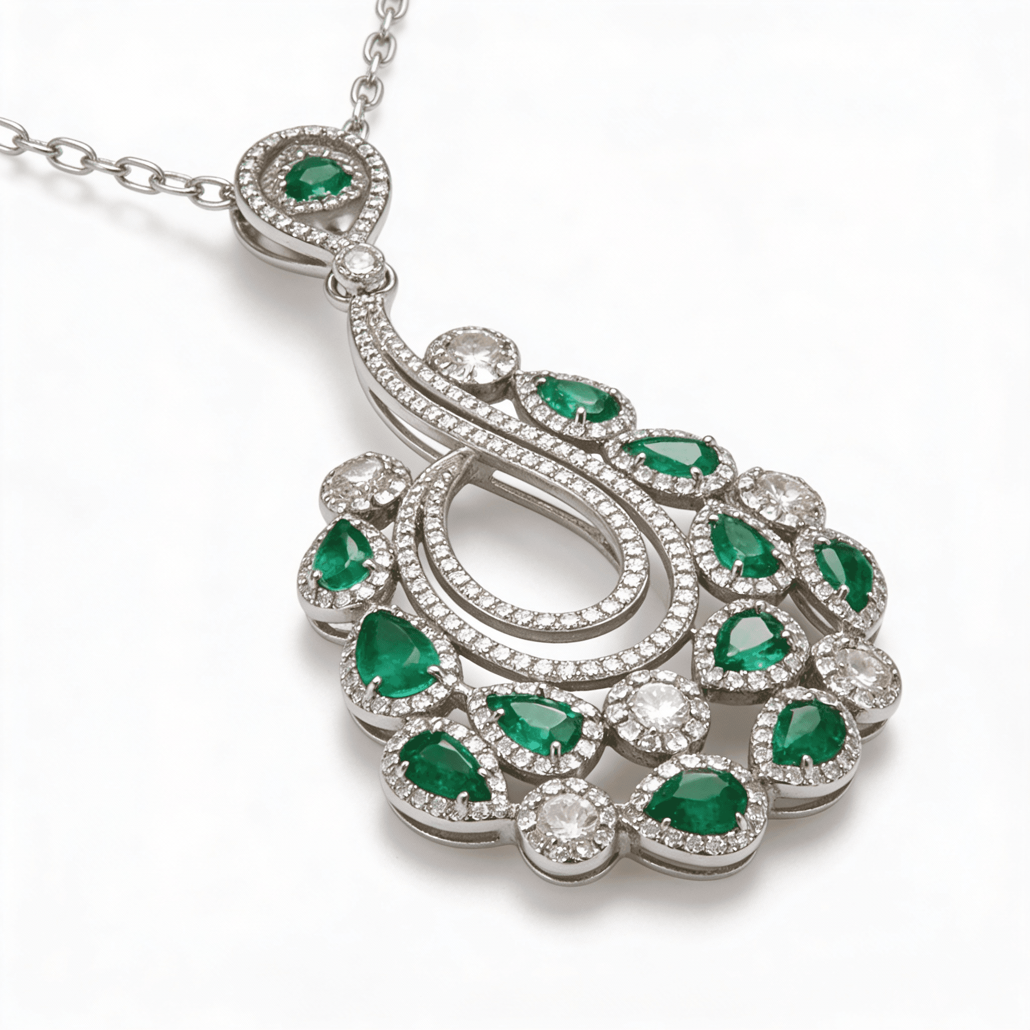 The Peregrinus Emerald Cascade Chandelier Pendant - 5