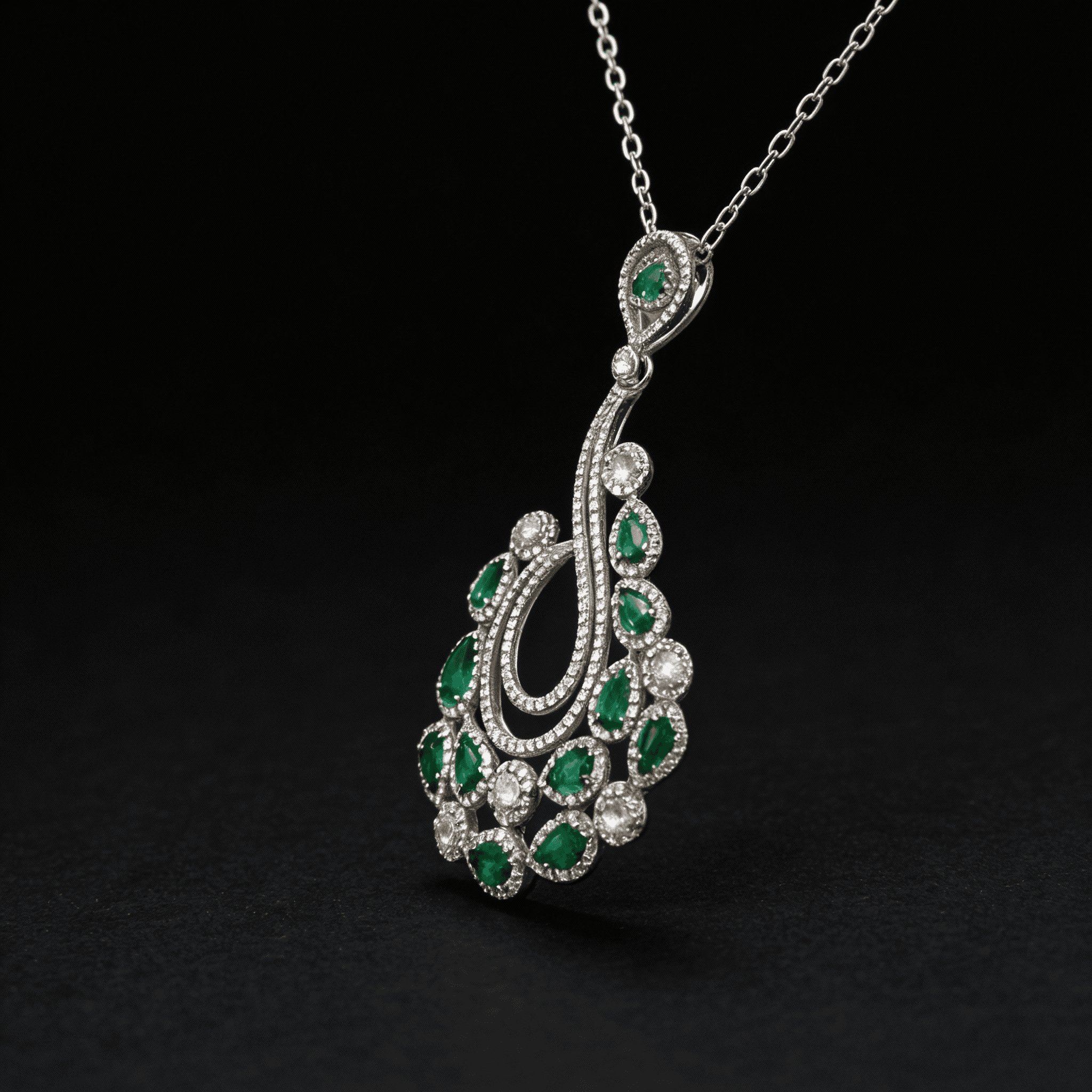 The Peregrinus Emerald Cascade Chandelier Pendant - 7