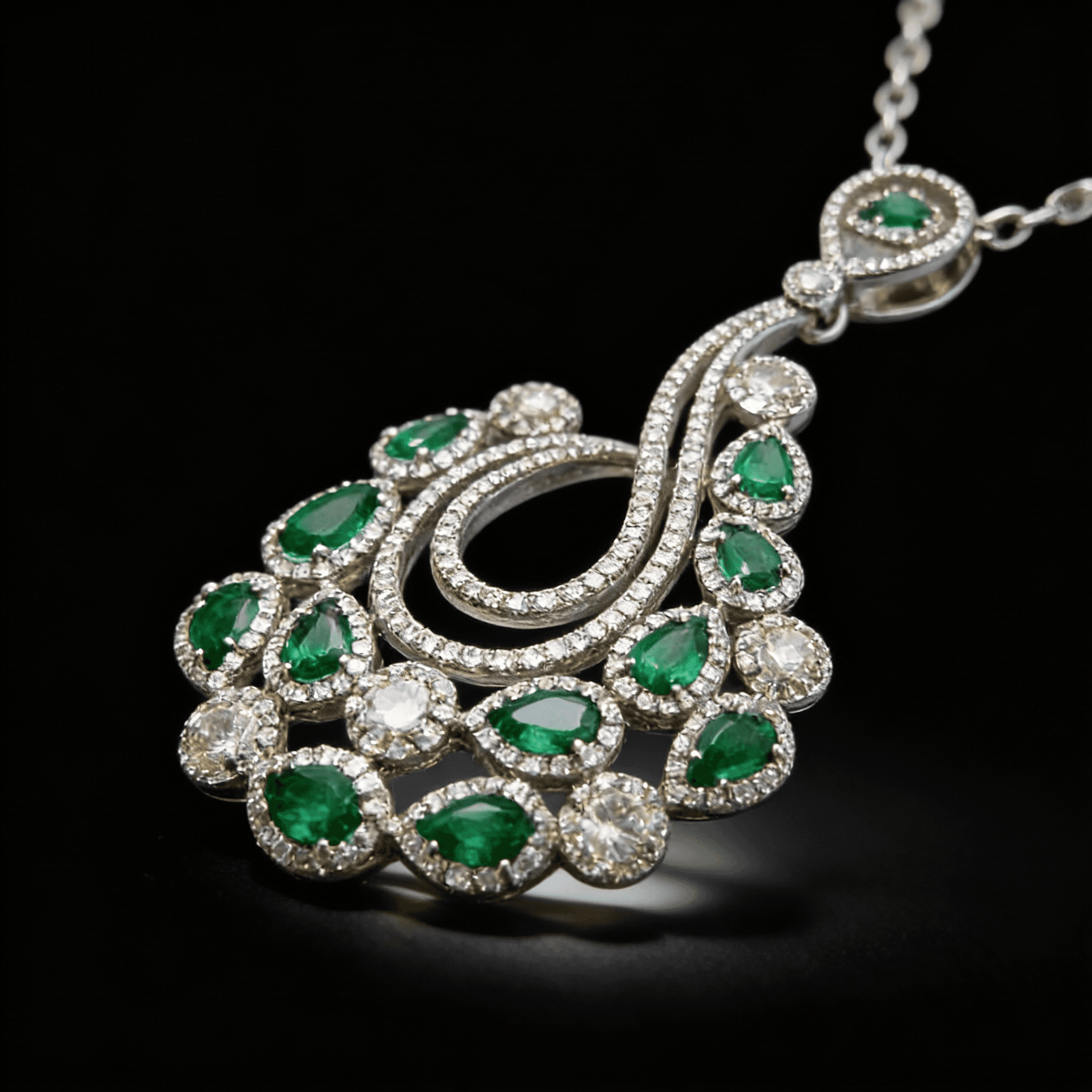 The Peregrinus Emerald Cascade Chandelier Pendant - 8