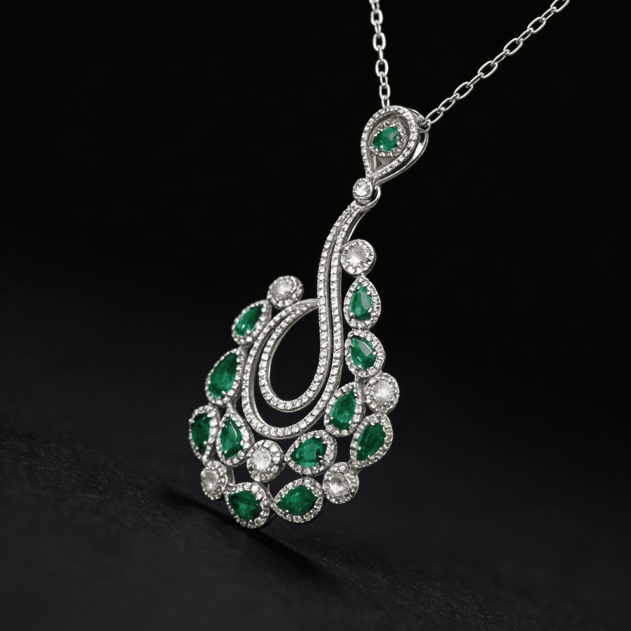The Peregrinus Emerald Cascade Chandelier Pendant - 9