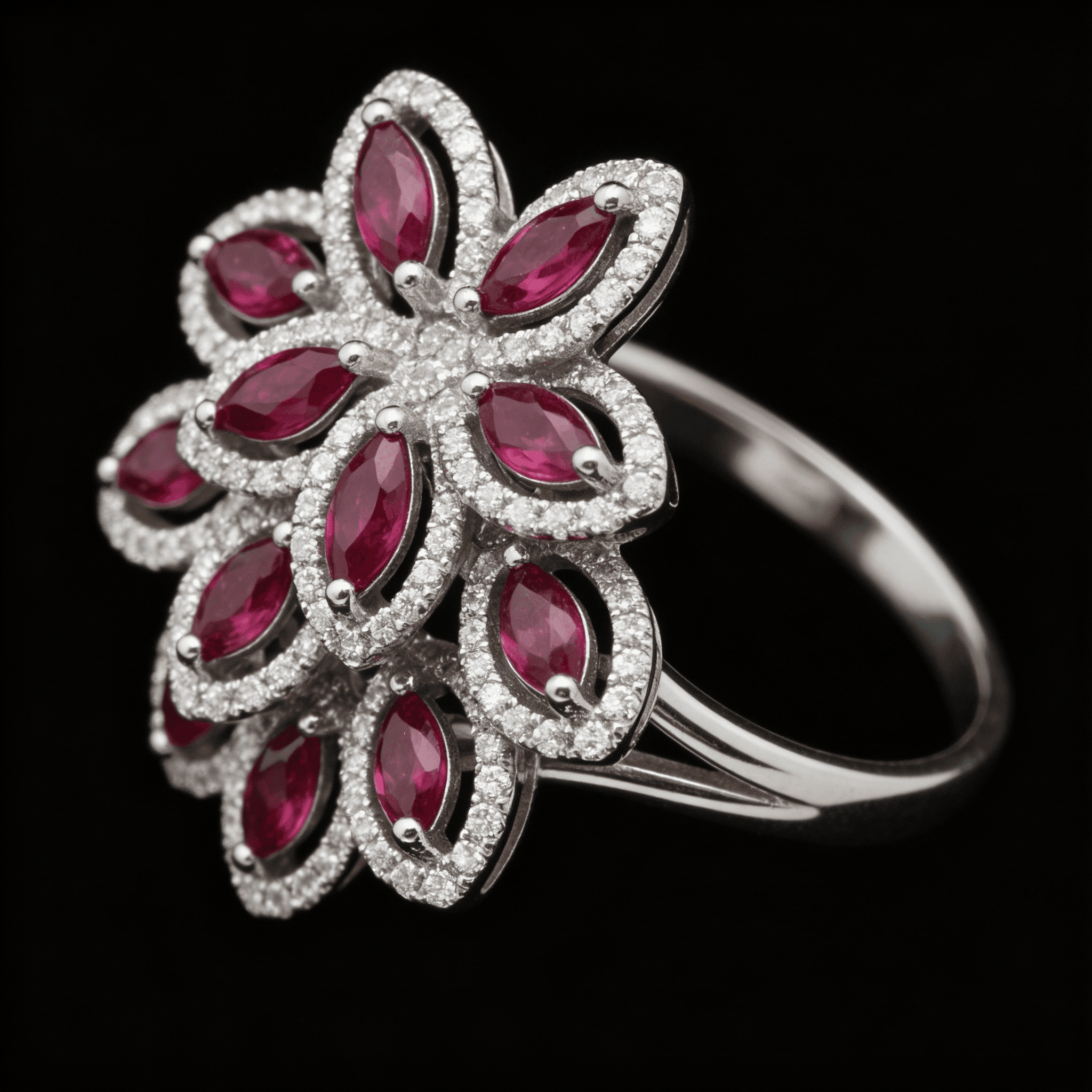The Peregrinus Grand Ruby Floral Halo Ring - 6