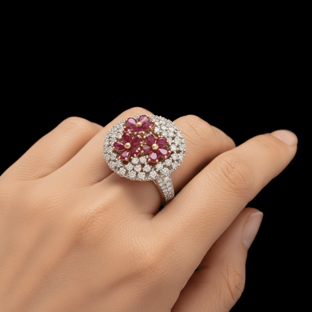 The Peregrinus Ruby Grand Floral Dome Ring
