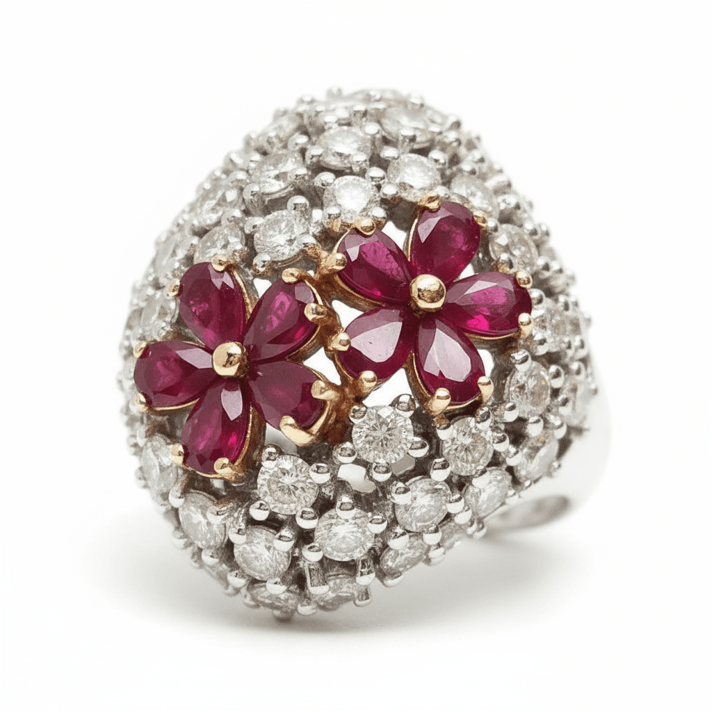 The Peregrinus Ruby Grand Bouquet Pavé Ring  - 3