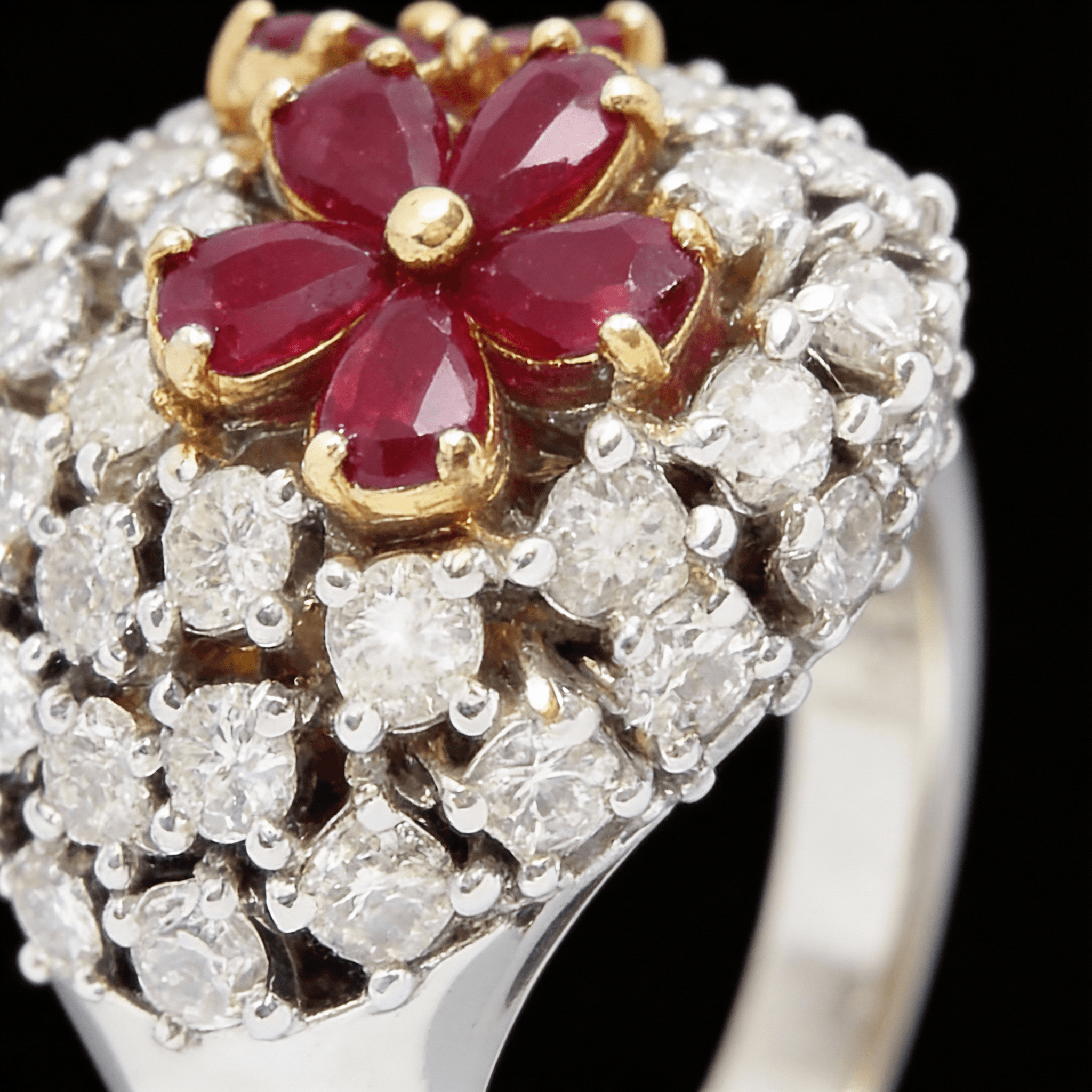 The Peregrinus Ruby Grand Bouquet Pavé Ring  - 7