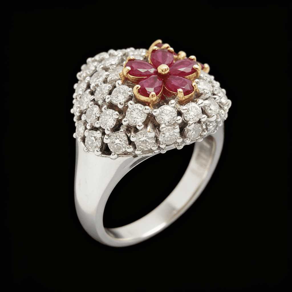 The Peregrinus Ruby Grand Bouquet Pavé Ring  - 8