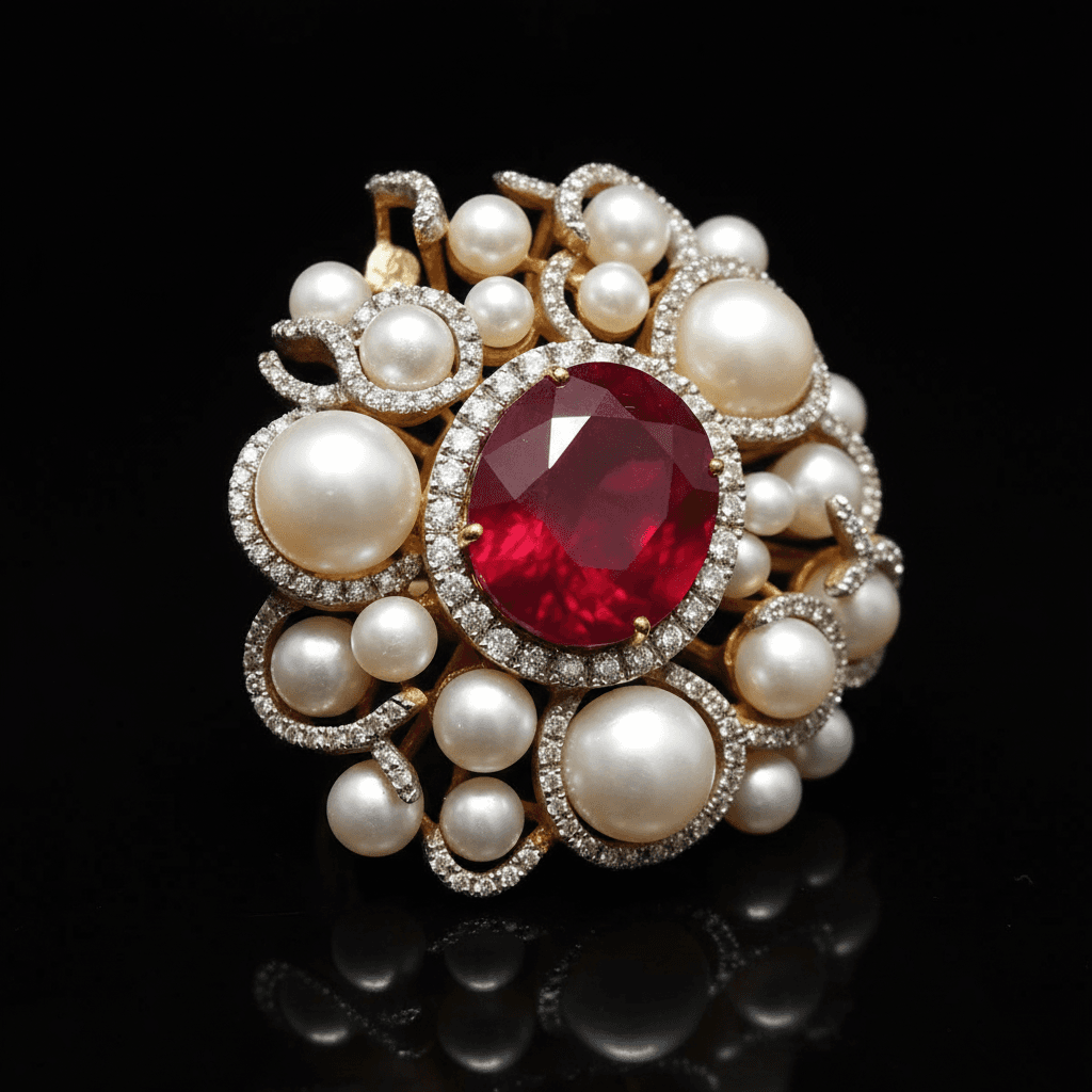 The Peregrinus Ruby Pearl Imperial Rosette Ring - 5