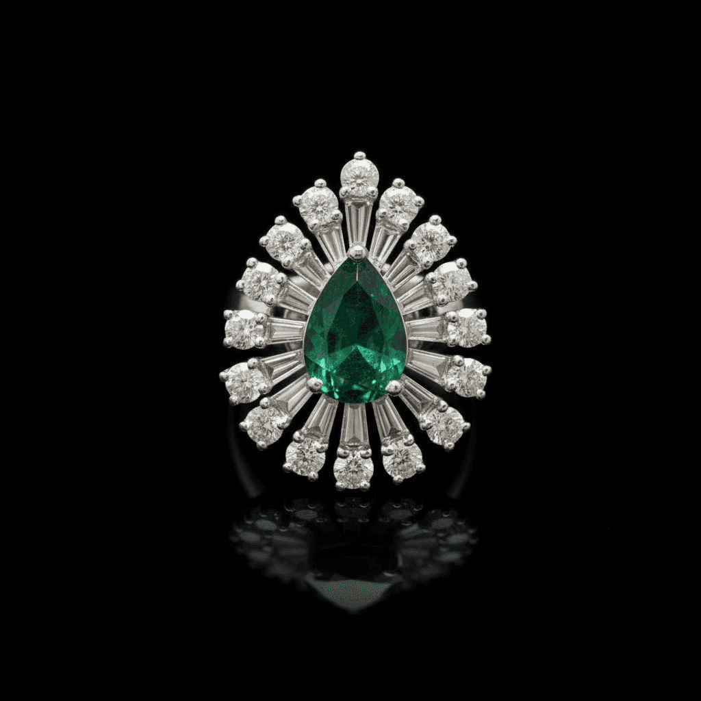 The Peregrinus Emerald Radiant Burst Ring - 5
