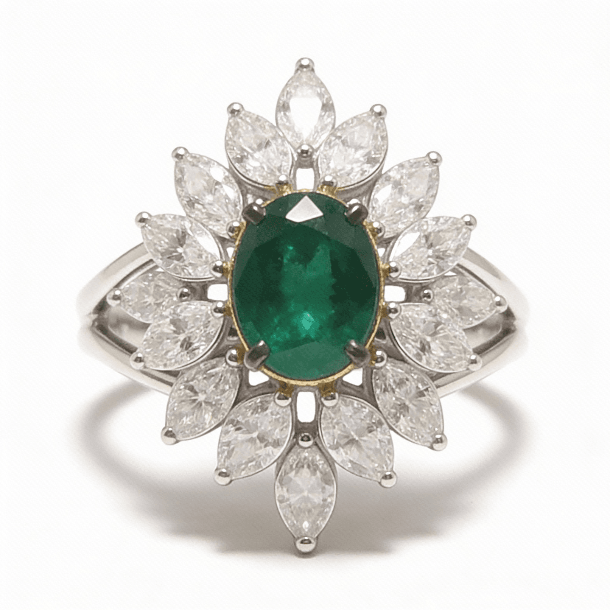 The Peregrinus Emerald Crown Rosette Ring  - 3