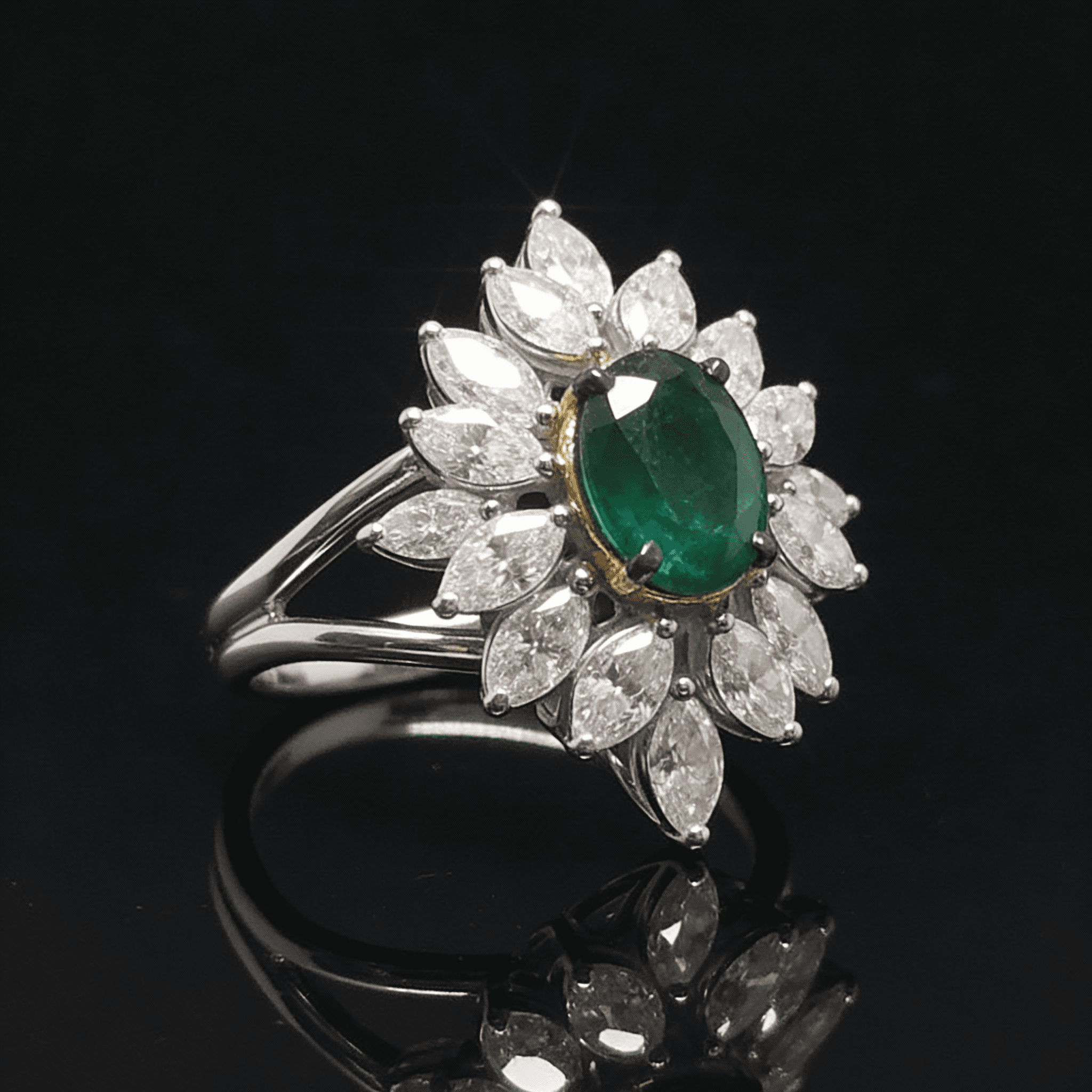The Peregrinus Emerald Crown Rosette Ring  - 6