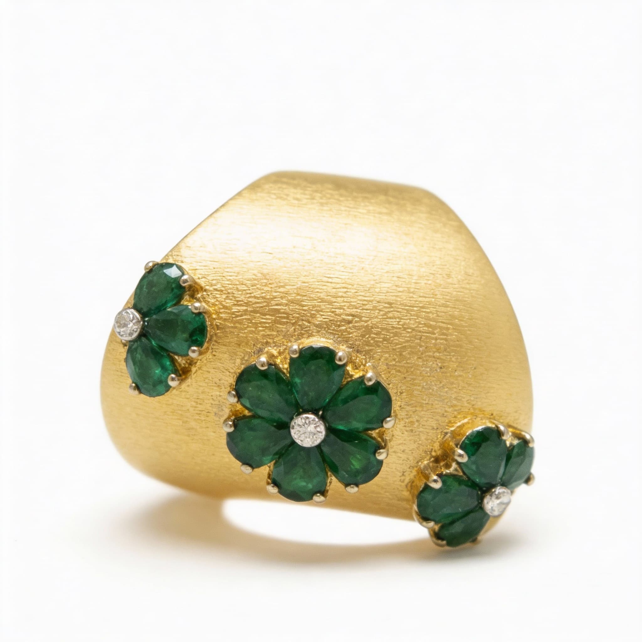The Peregrinus Emerald Trio Bloom Ring - 4