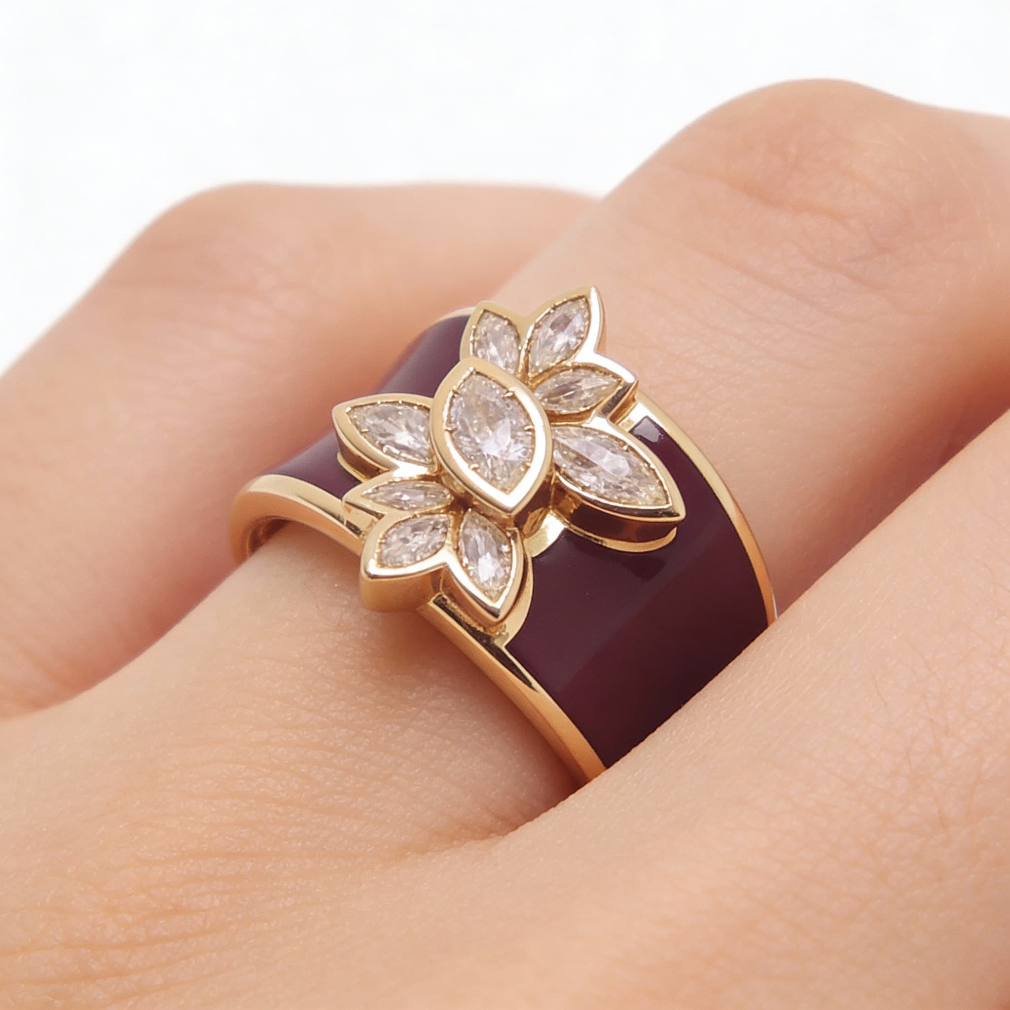 The Peregrinus Garnet Enamel Bloom Ring