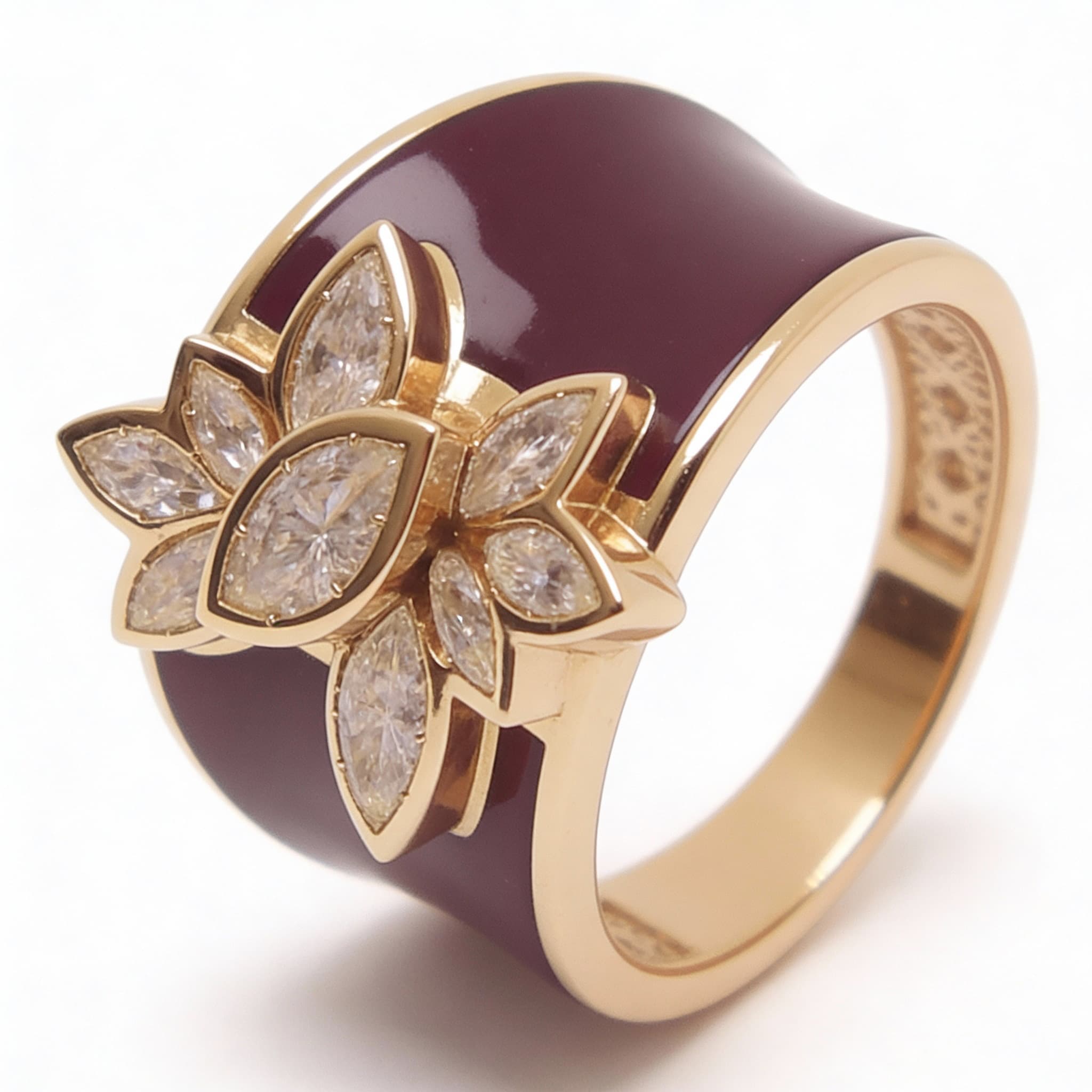The Peregrinus Garnet Enamel Bloom Ring - 3