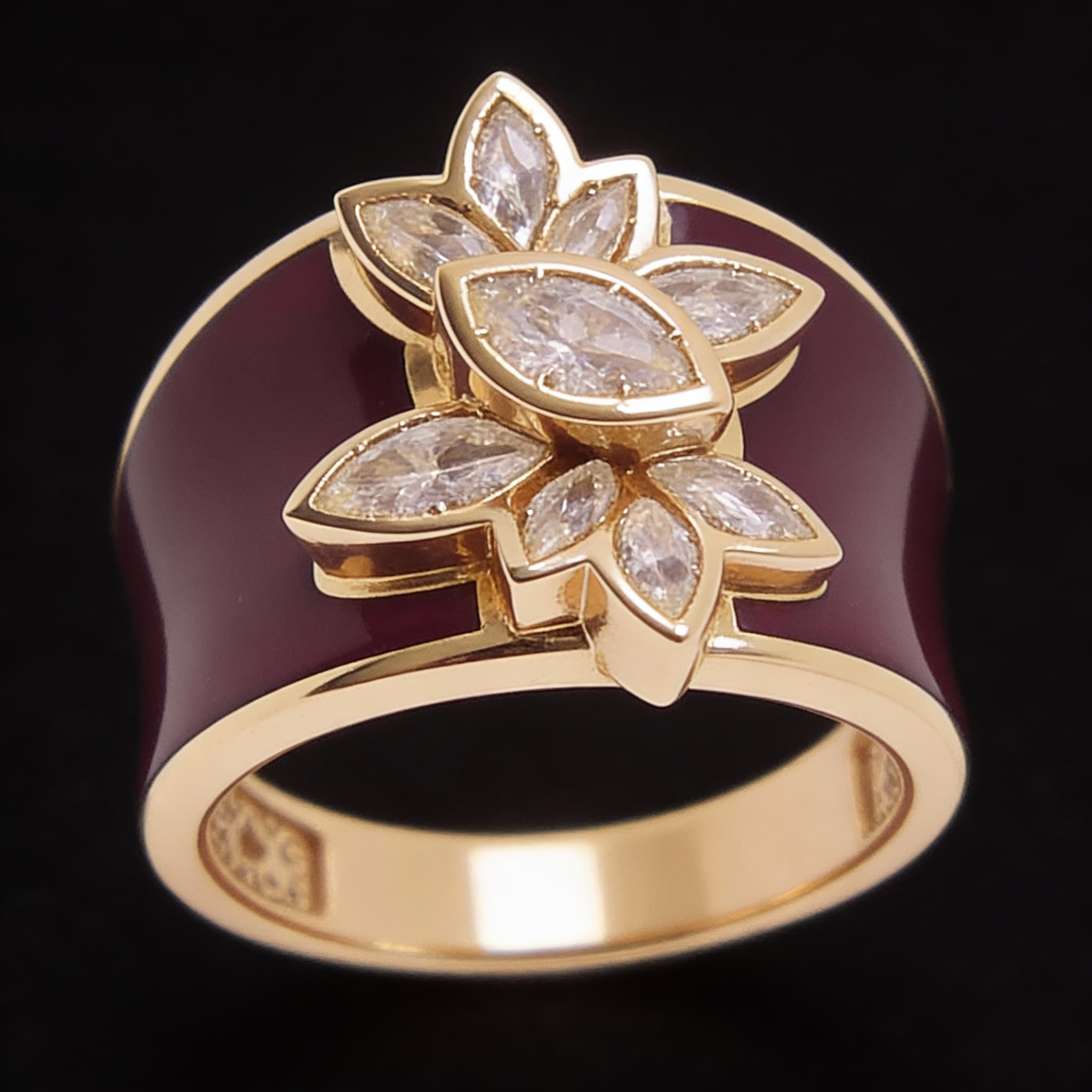 The Peregrinus Garnet Enamel Bloom Ring - 5