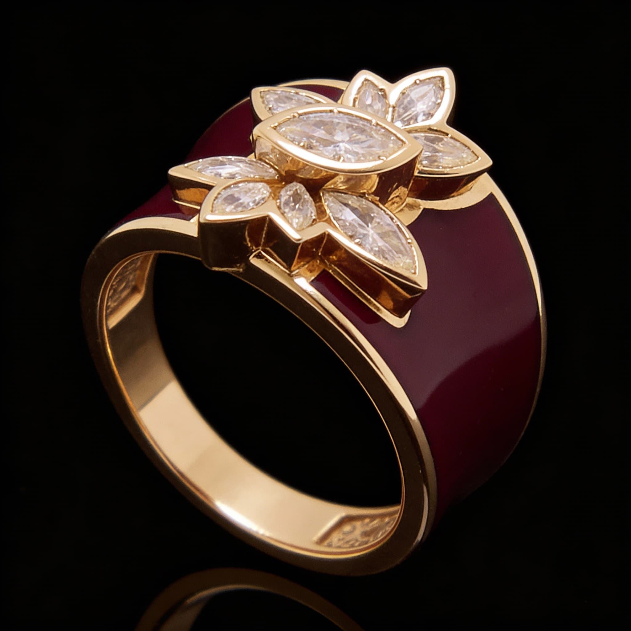 The Peregrinus Garnet Enamel Bloom Ring - 6