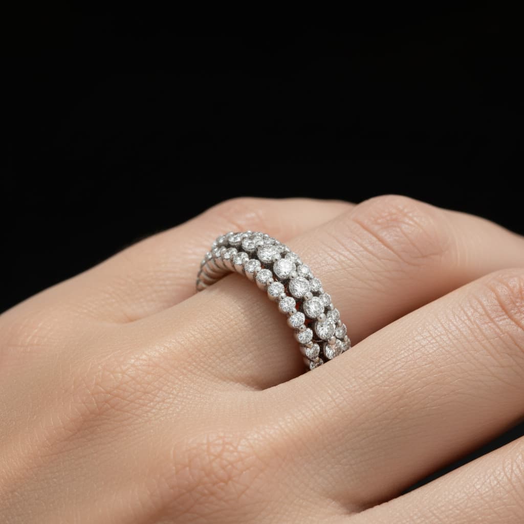 The Eternità Double Pavé Diamond Ring