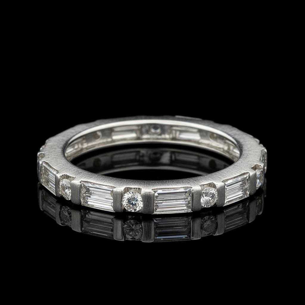 The Eternità Bar-Set Baguette and Round Diamond Eternity Ring - 6