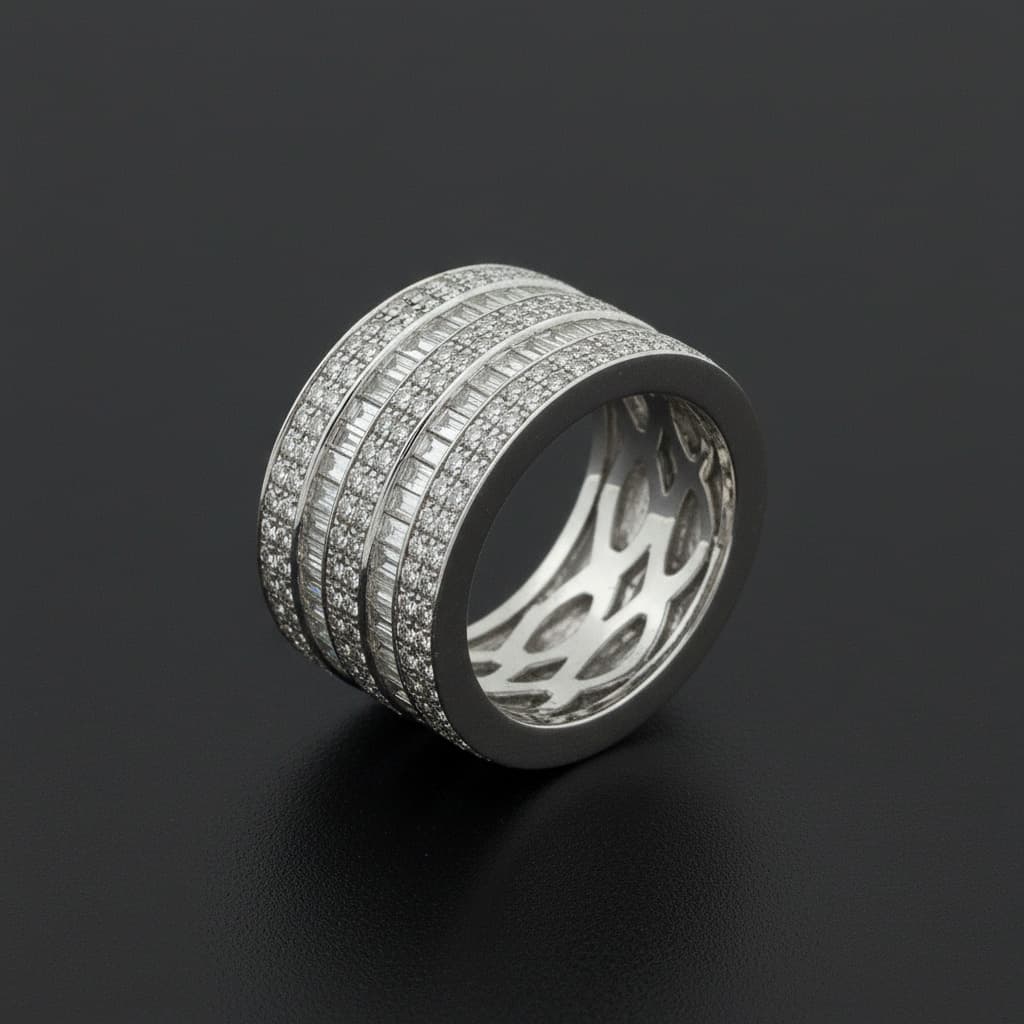 The Eternità Five-Row Baguette and Pavé Diamond Eternity Band - 5
