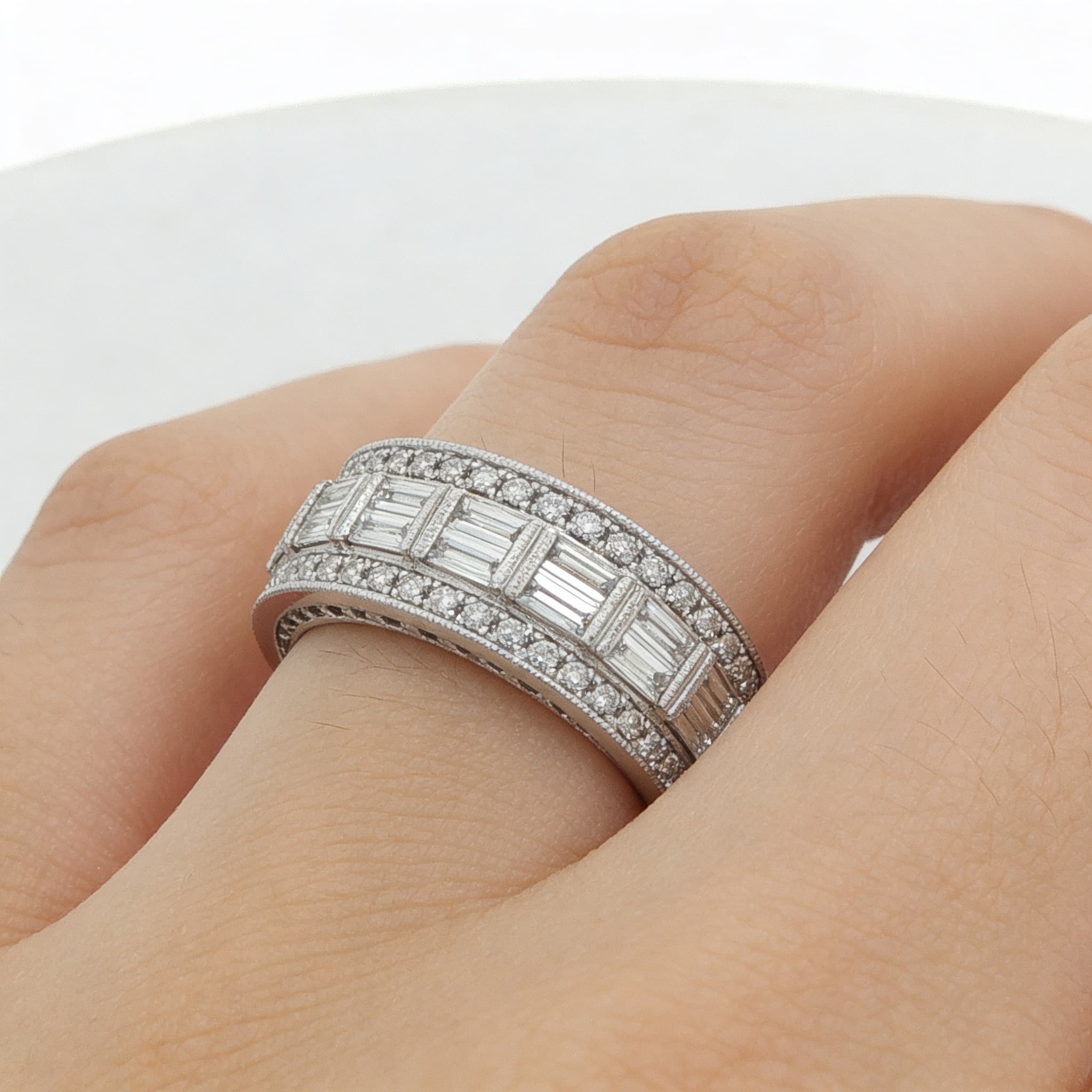 The Eternità Baguette Diamond Eternity Ring with Double Pavé Rows
