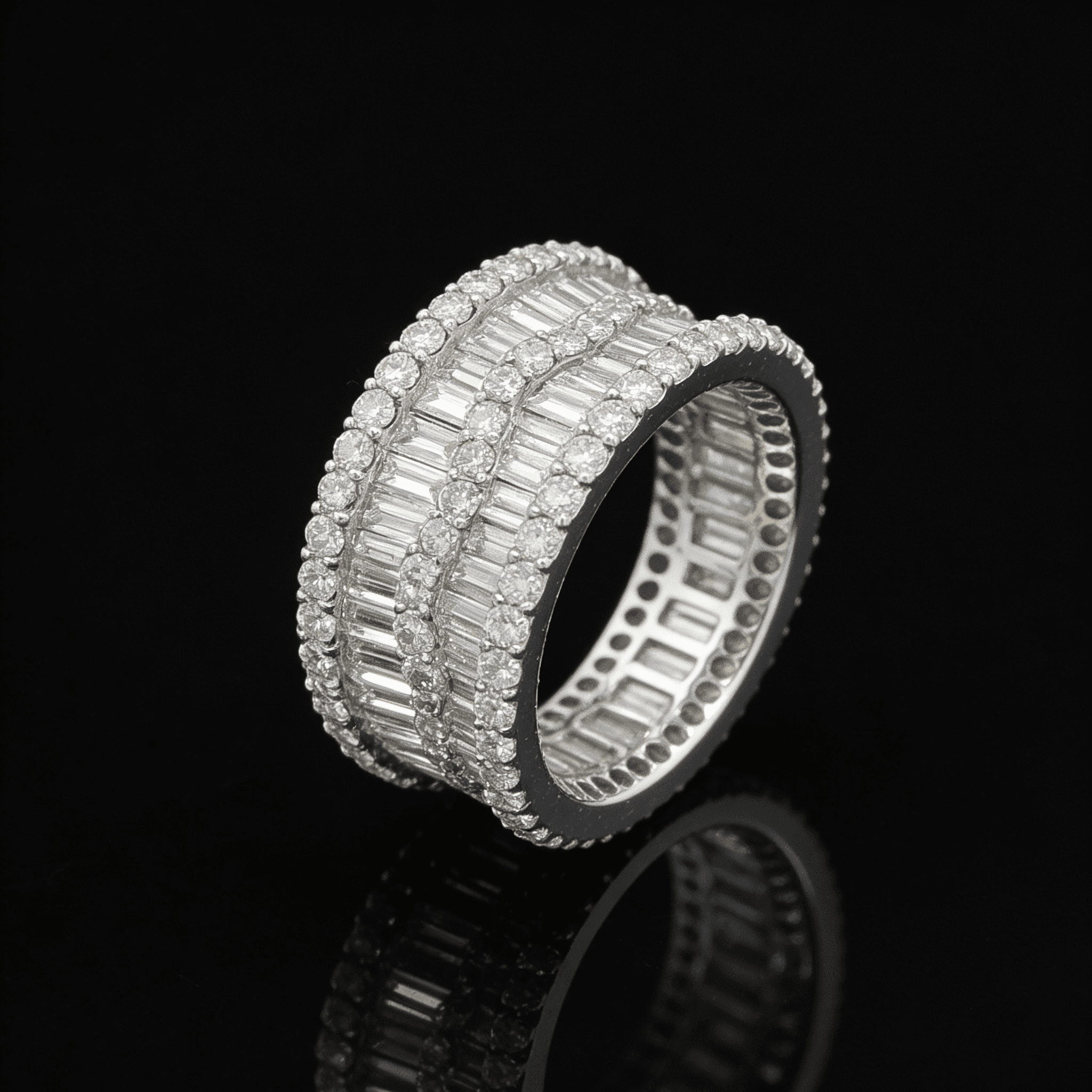 The Eternità Raised Gallery Baguette and Round Eternity Ring - 4