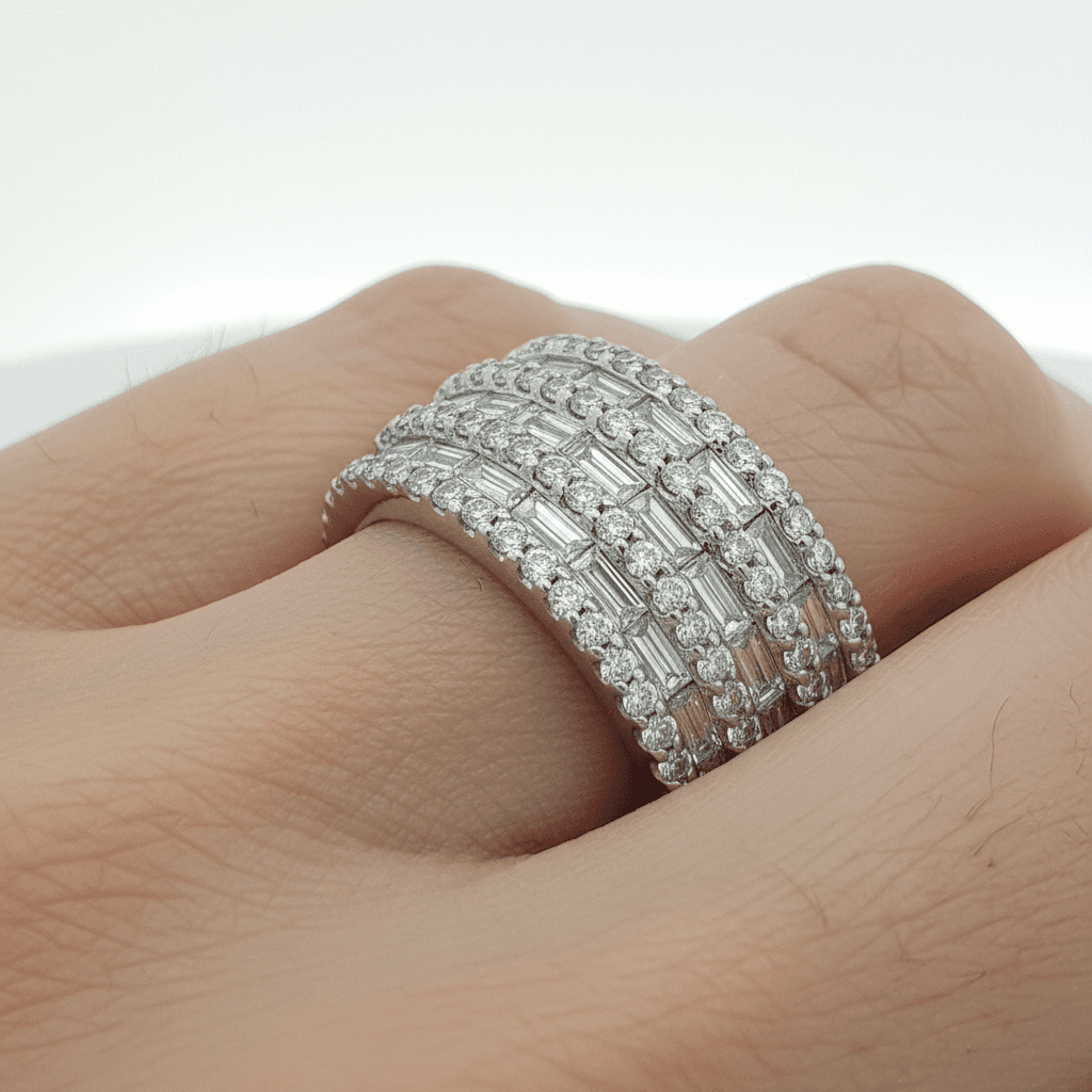 The Eternità Multi-Row Baguette and Round Diamond Eternity Ring