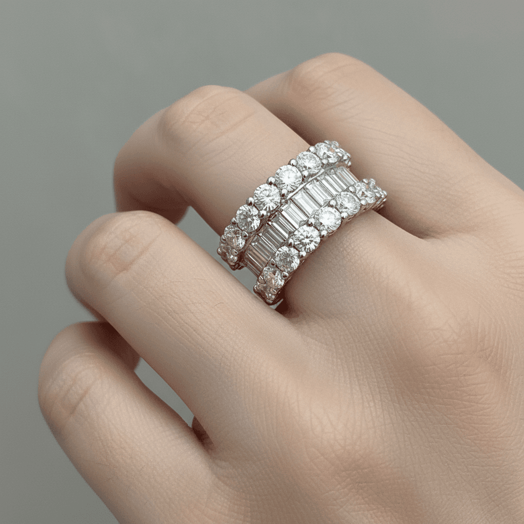 The Eternità Double-Row Round Diamond and Baguette Eternity Ring