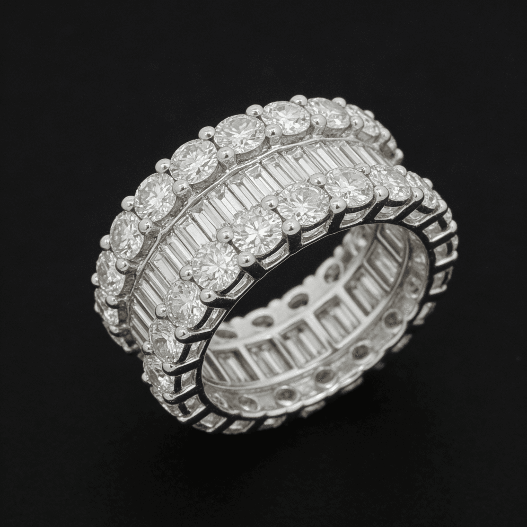 The Eternità Double-Row Round Diamond and Baguette Eternity Ring - 3