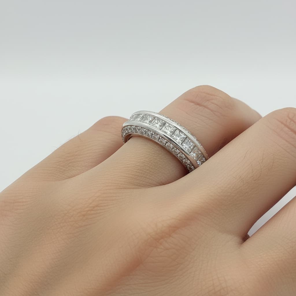 The Eternità Channel-Set Princess Cut Diamond Eternity Ring