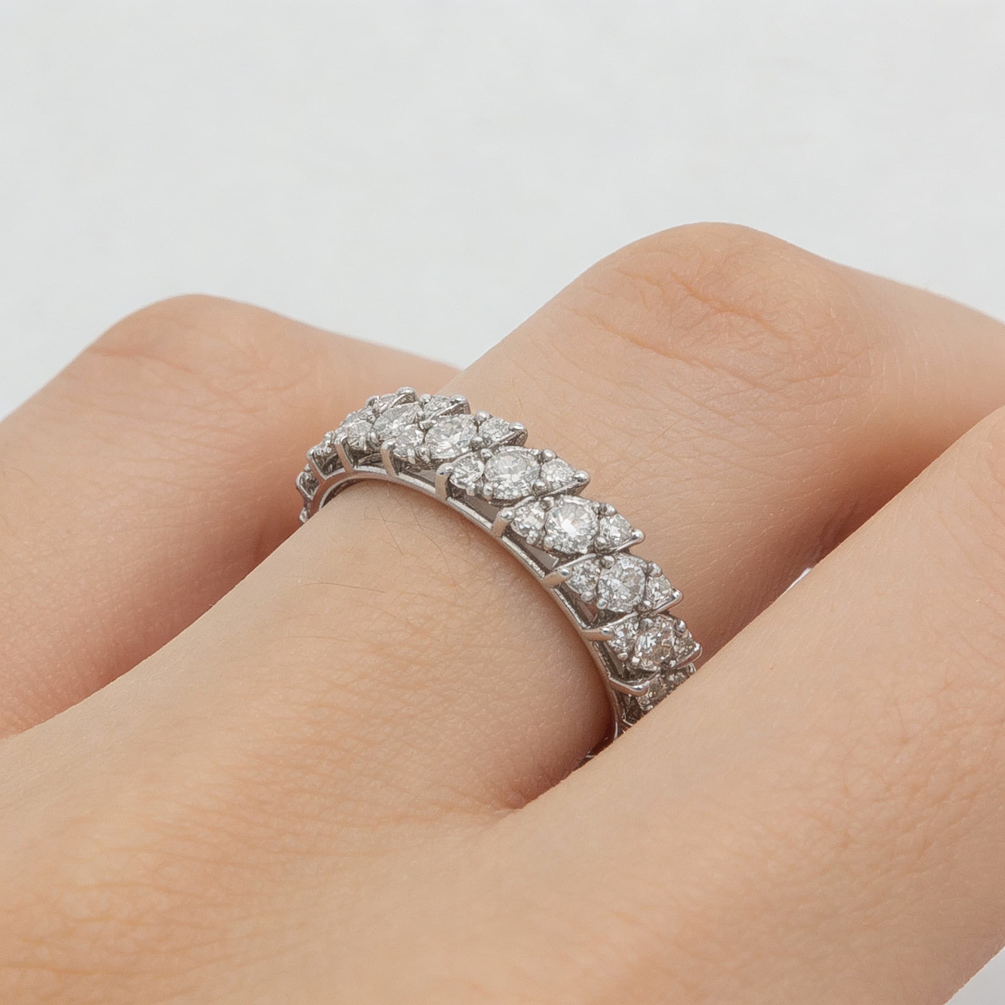 The Eternità Double-Row Shared-Prong Eternity Ring