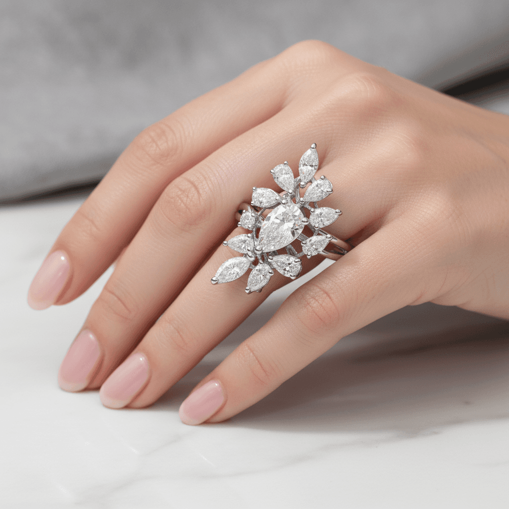 Les Exclusives Marquise Halo Ring