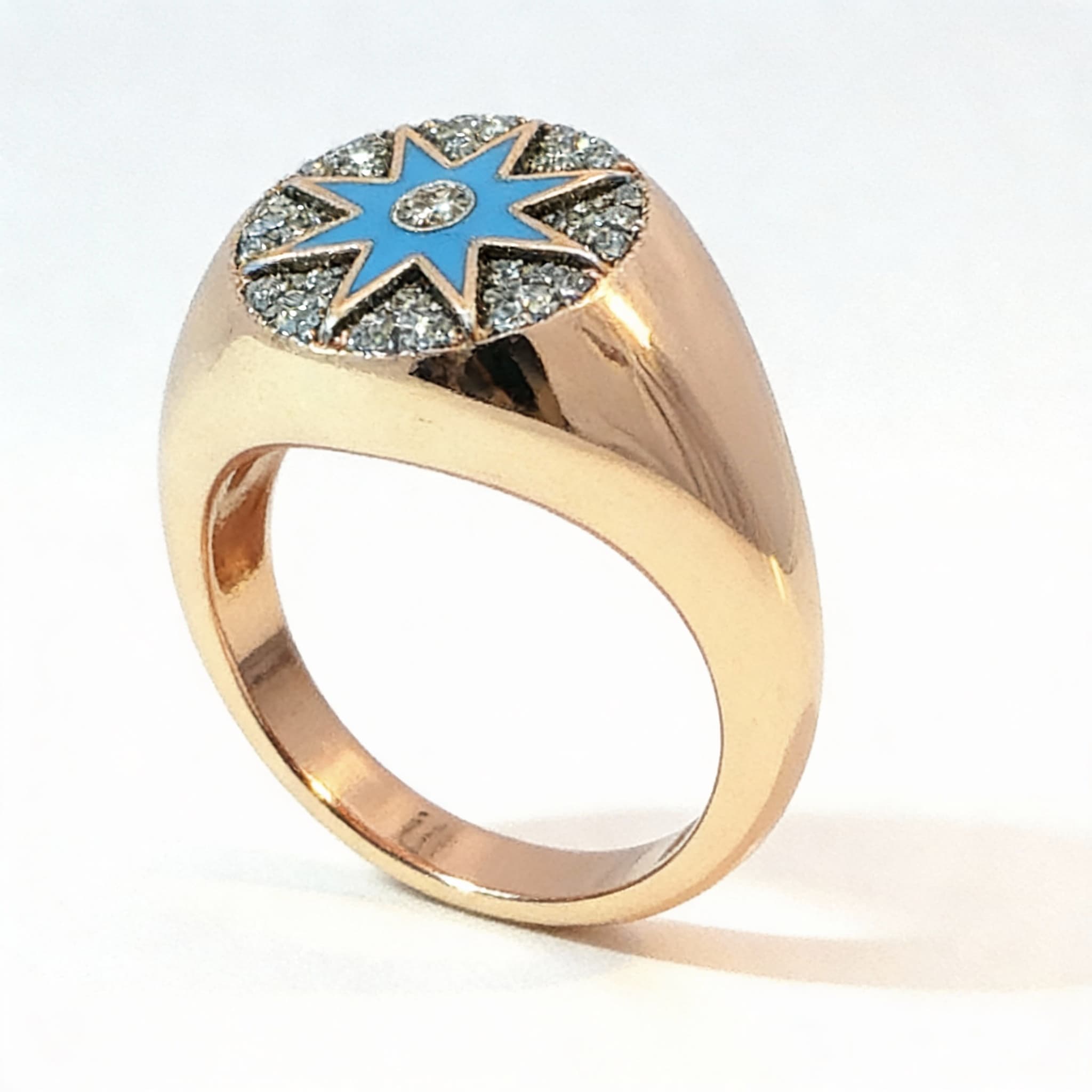 Ö d’Azure Starburst Pinky Ring in Yellow Gold - 3