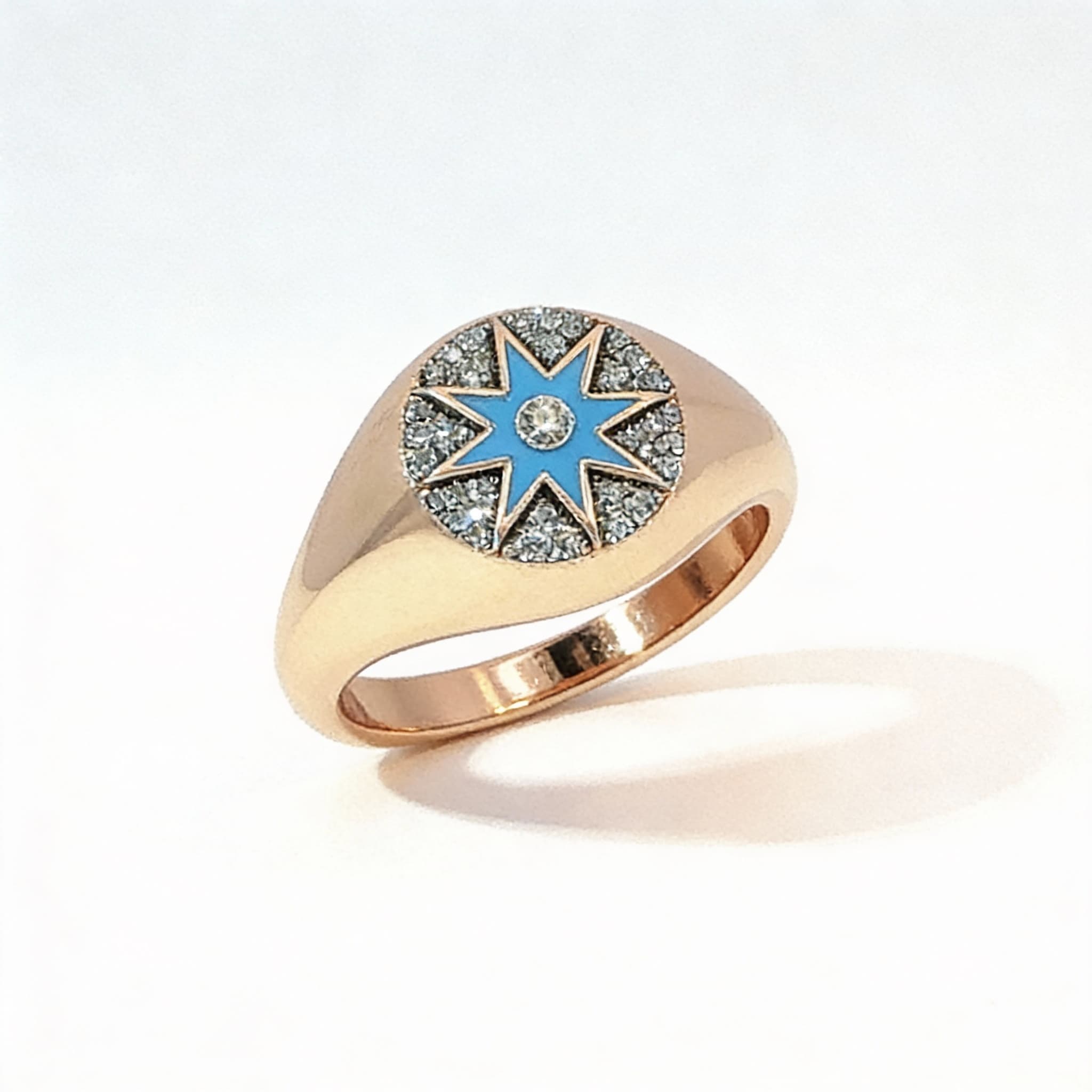 Ö d’Azure Starburst Pinky Ring in Yellow Gold - 4