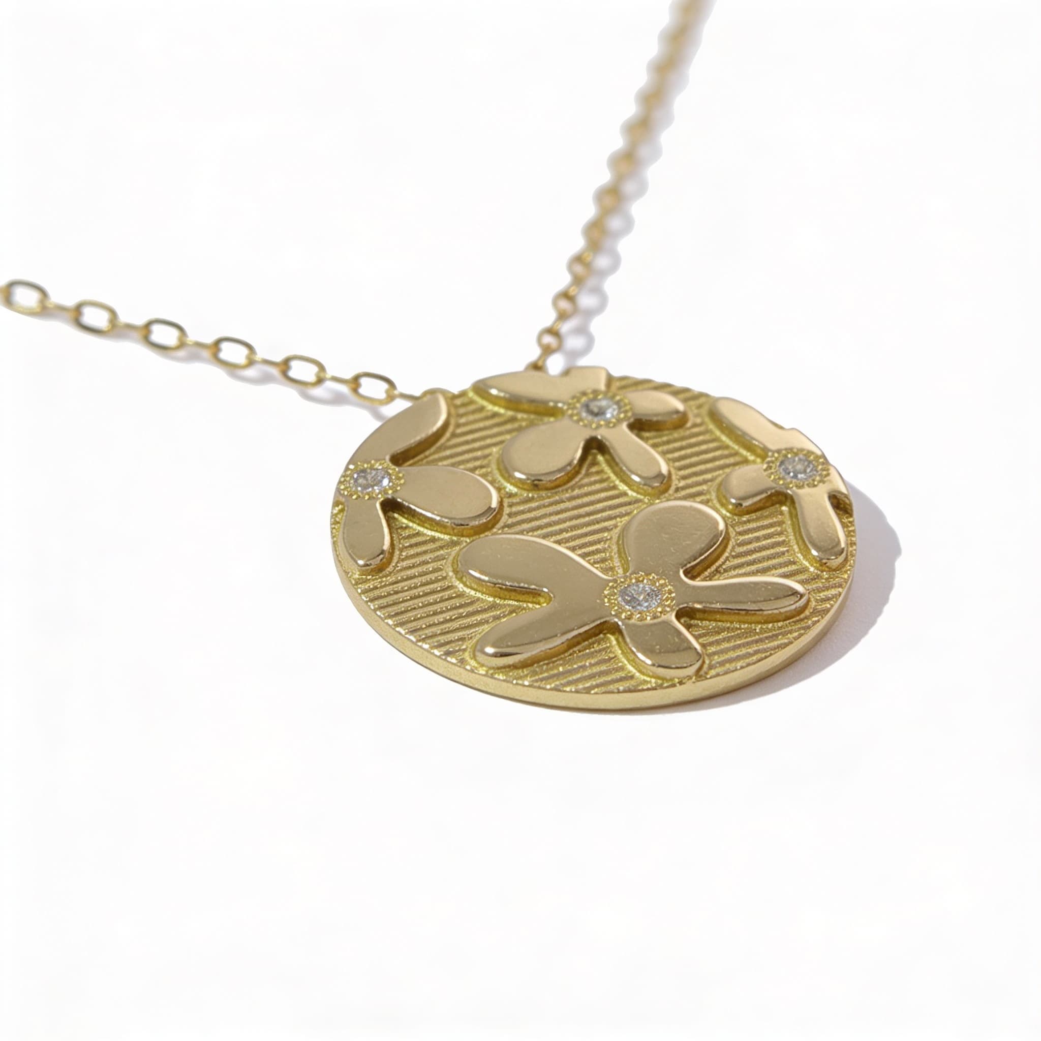 Eden’s Garden Diamond Floral Pendant in Yellow Gold small - 3