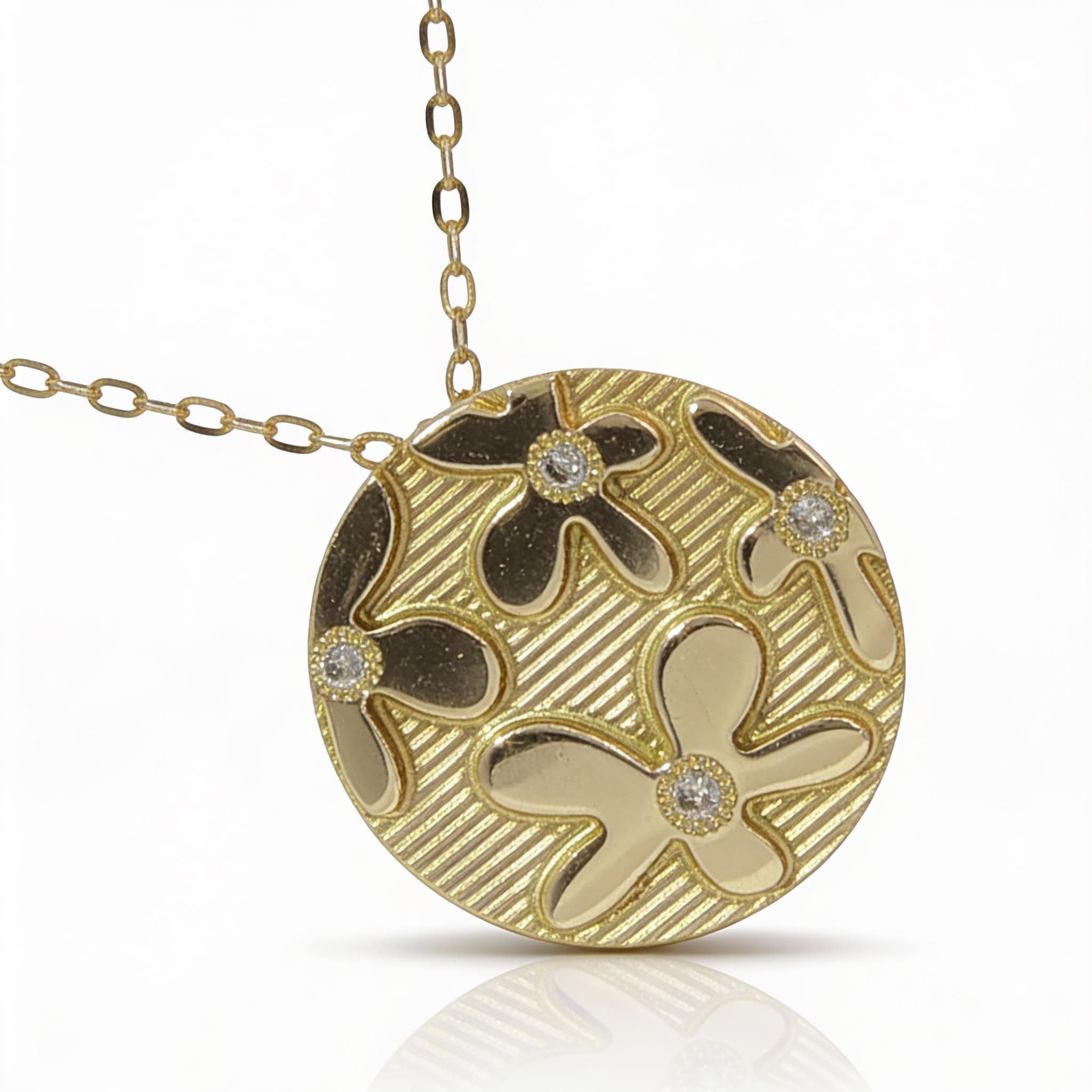 Eden’s Garden Diamond Floral Pendant in Yellow Gold small - 5