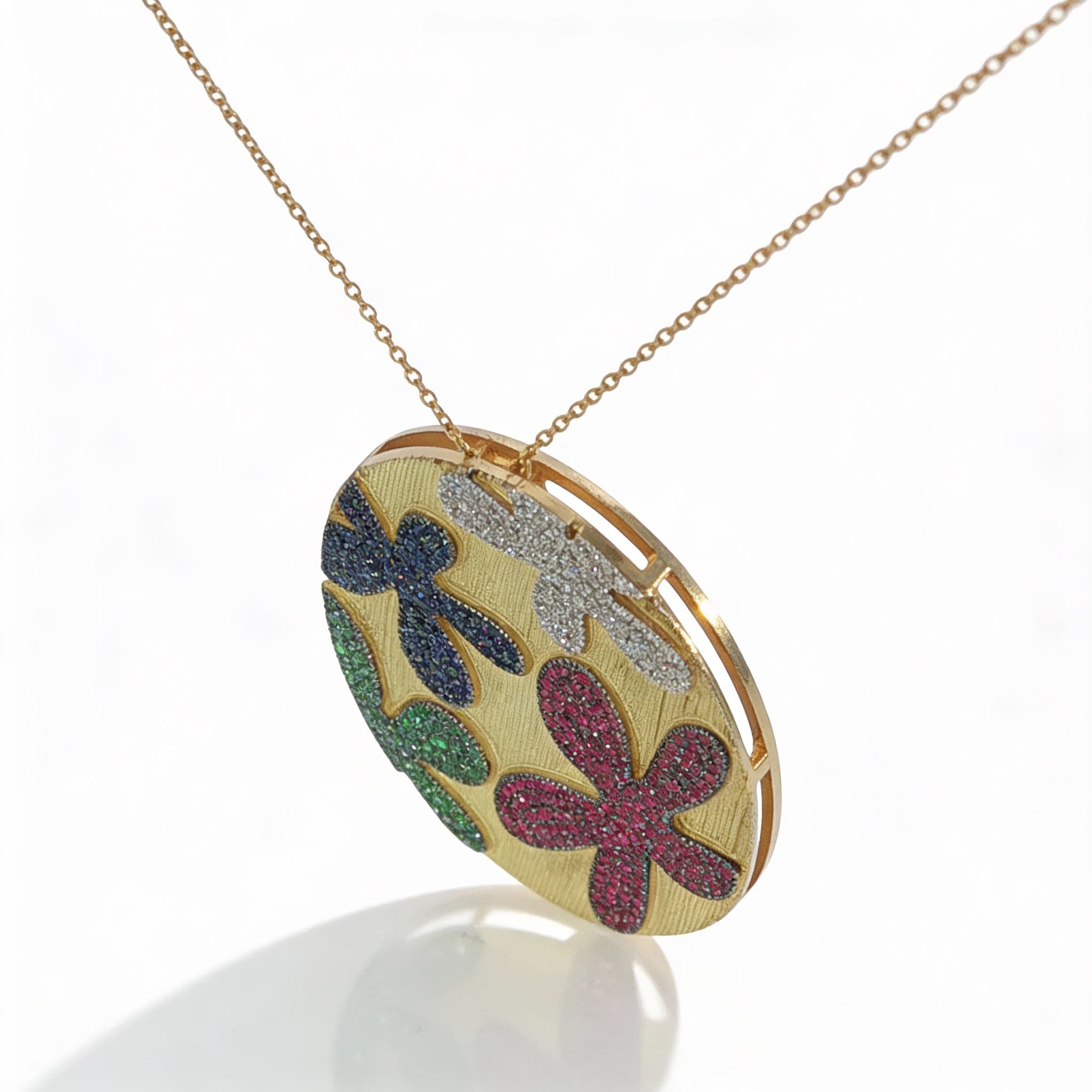 Eden’s Garden Multi-Gem Floral Pendant in Yellow Gold - 5