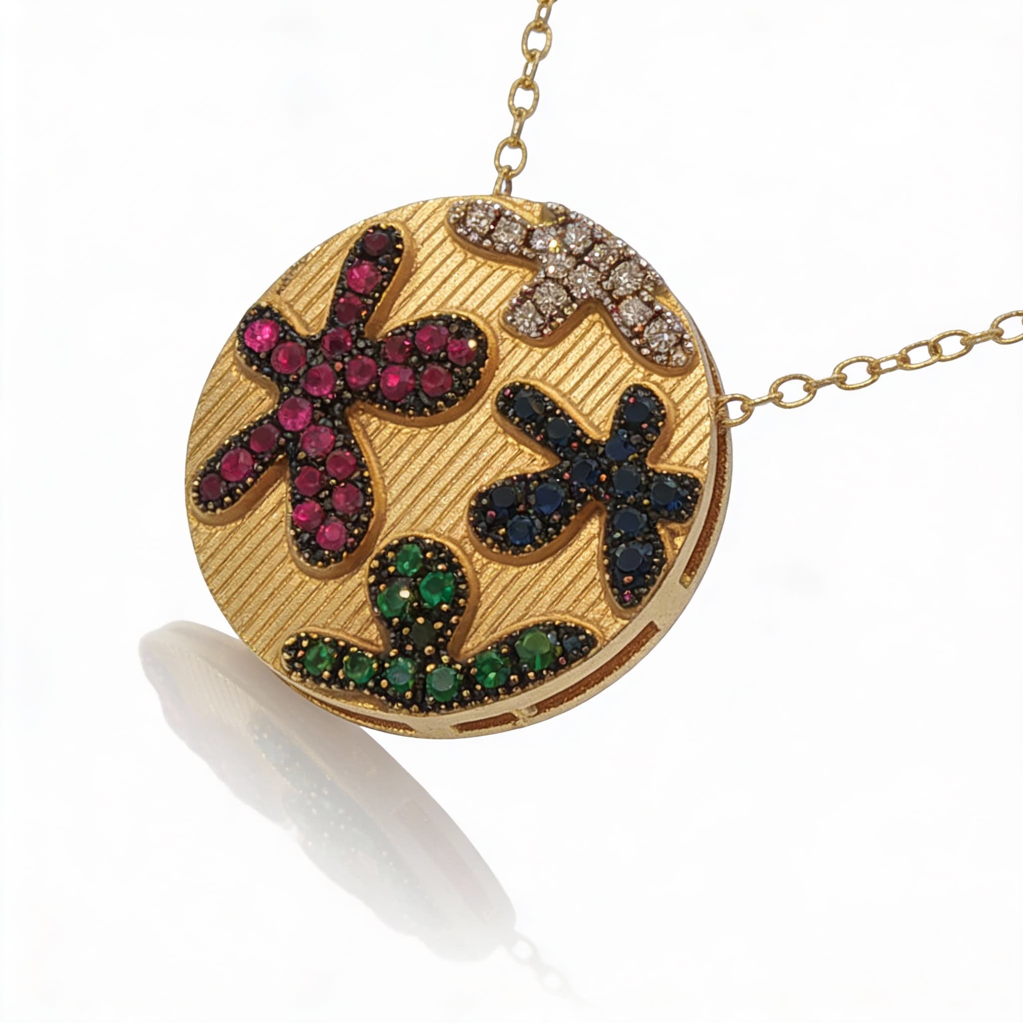 Eden’s Garden 3D Multi-Gem Floral Pendant in Yellow Gold - 5