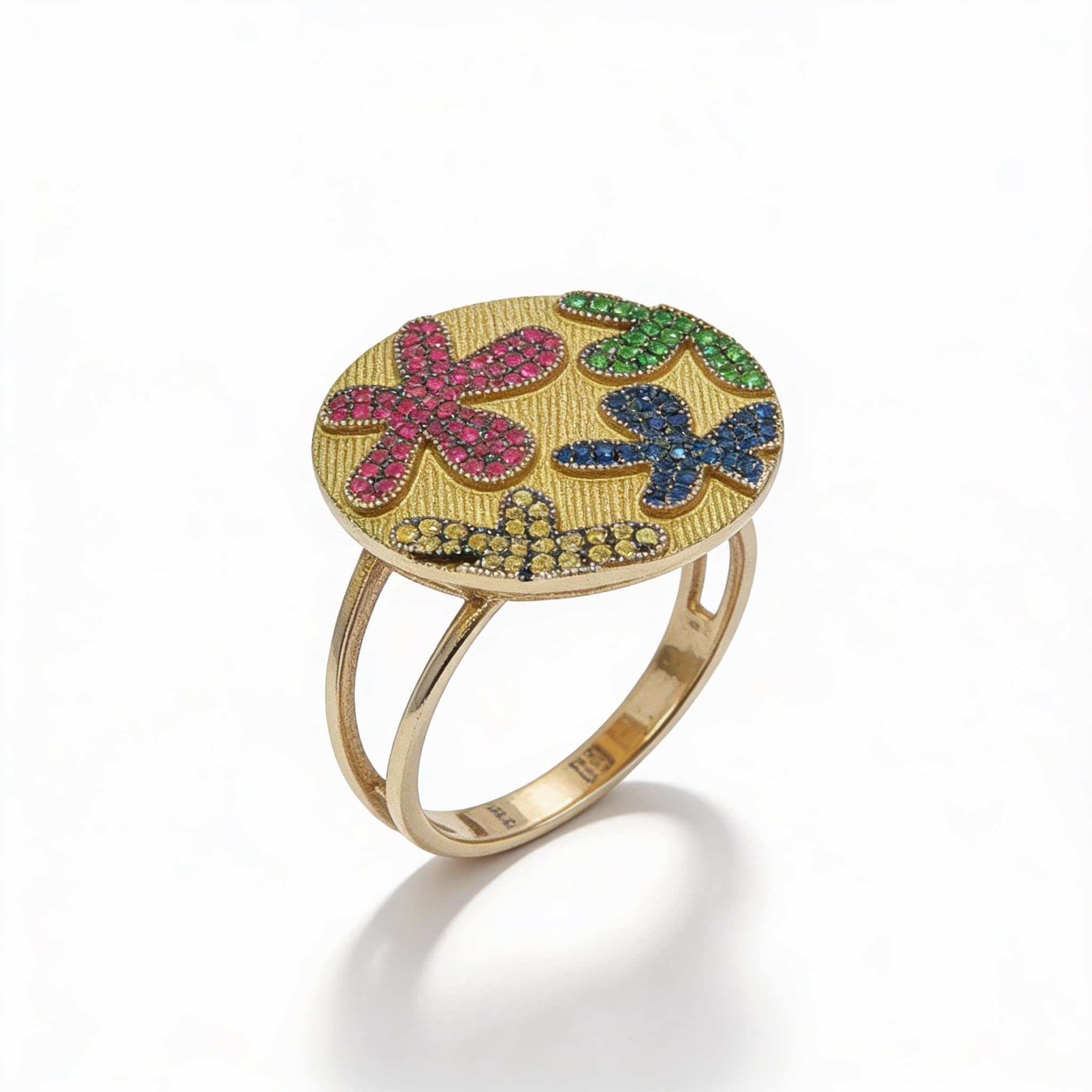 Eden’s Garden 3D Multi-Gem Floral Ring in Yellow Gold - 4