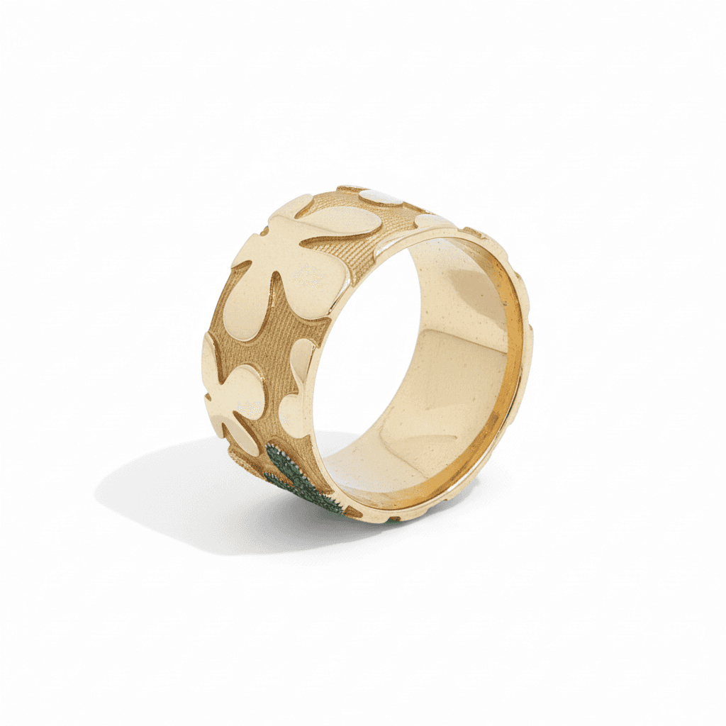 Eden’s Garden 3D Multi-Gem Floral Band in Yellow Gold - 5
