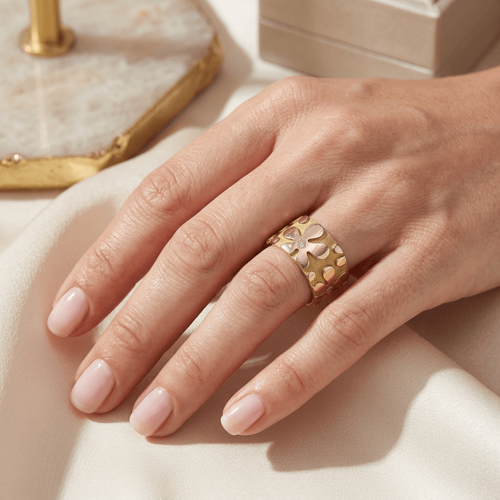 Eden’s Garden Diamond Floral Band in Yellow Gold small